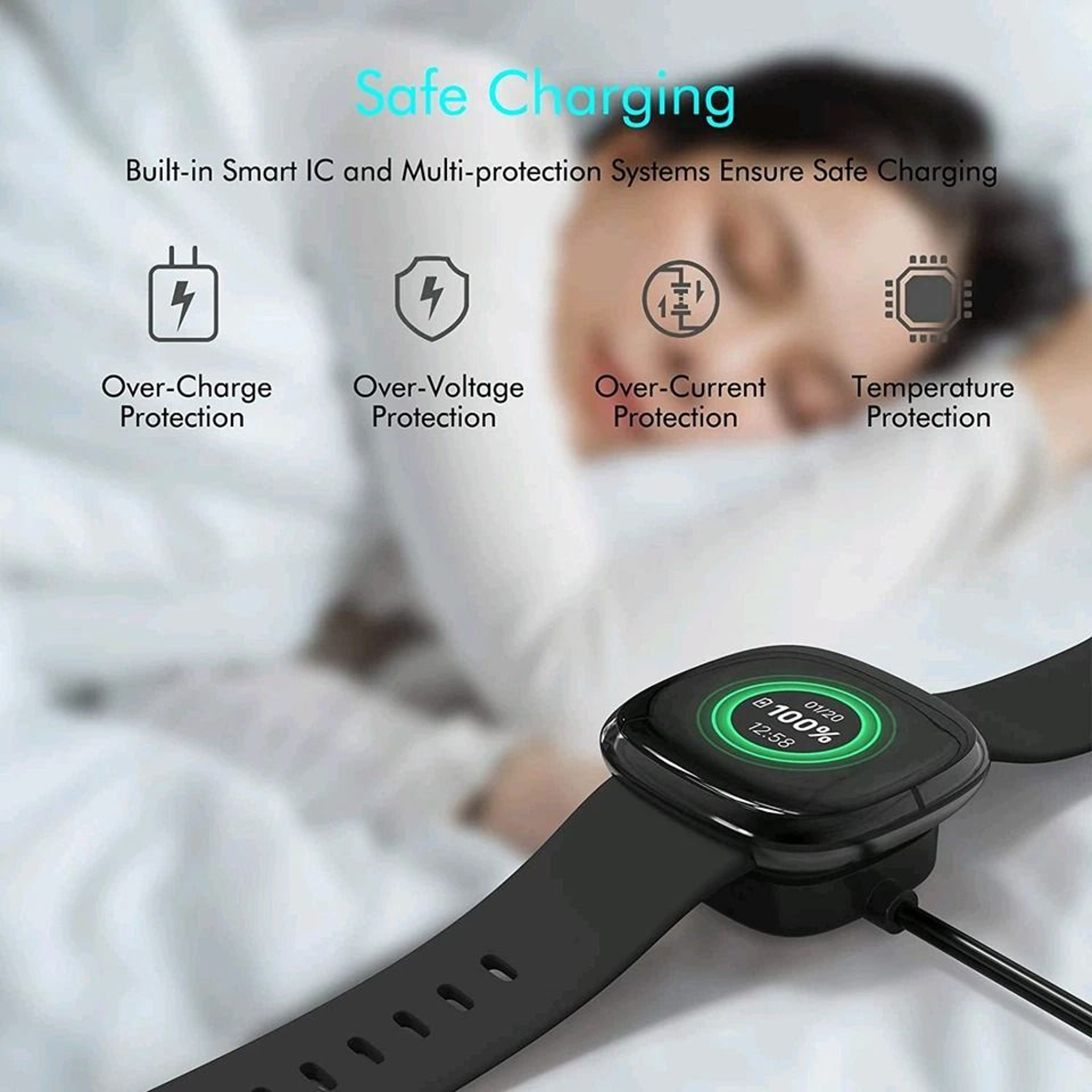 Wireless Charger For Fitbit Sense And Versa Fast USB Charging Dock Cable 1