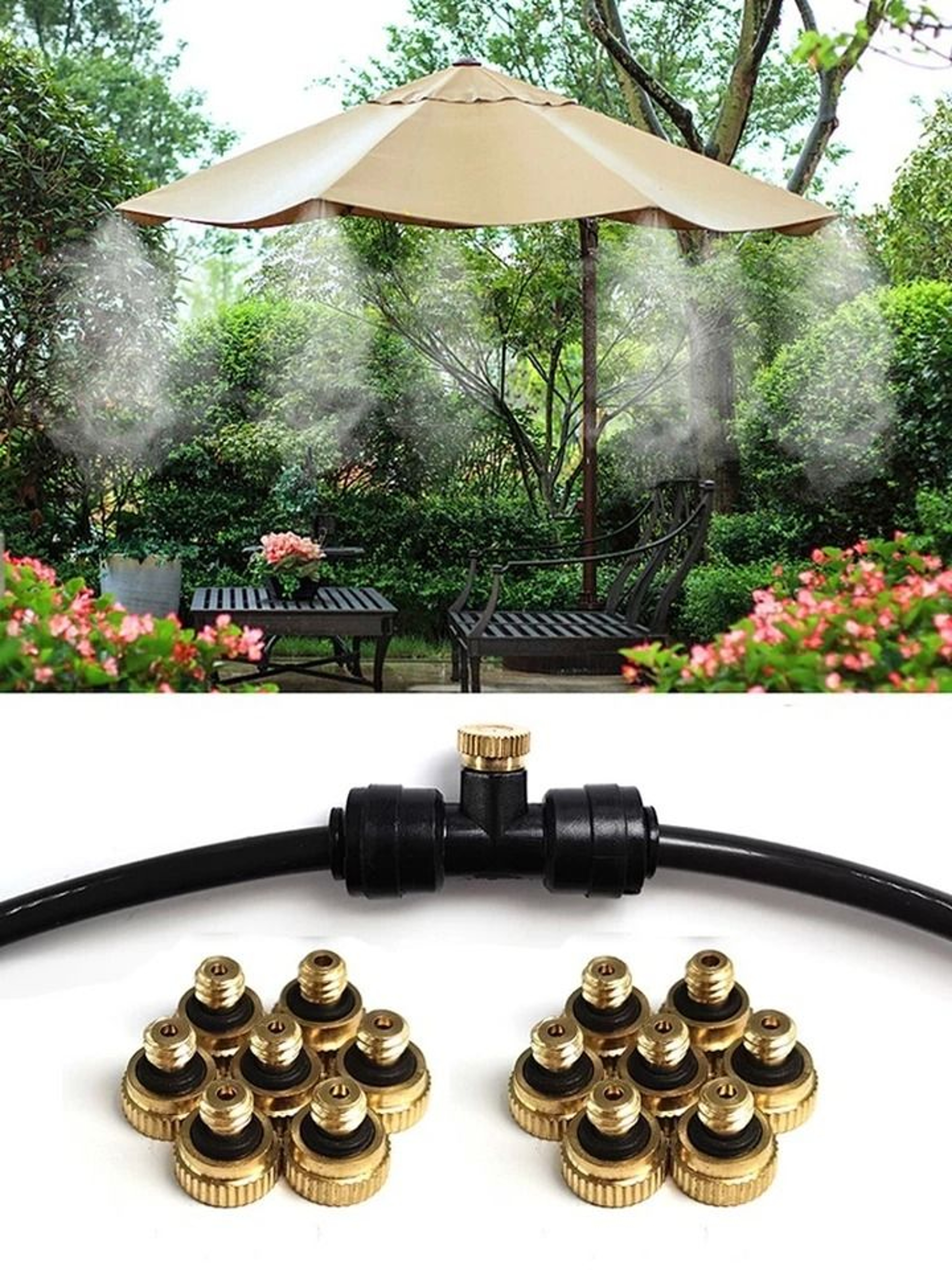 Brass Misting Nozzles For Outdoor Cooling System Mister Sprinkler Garden Sprayer 3