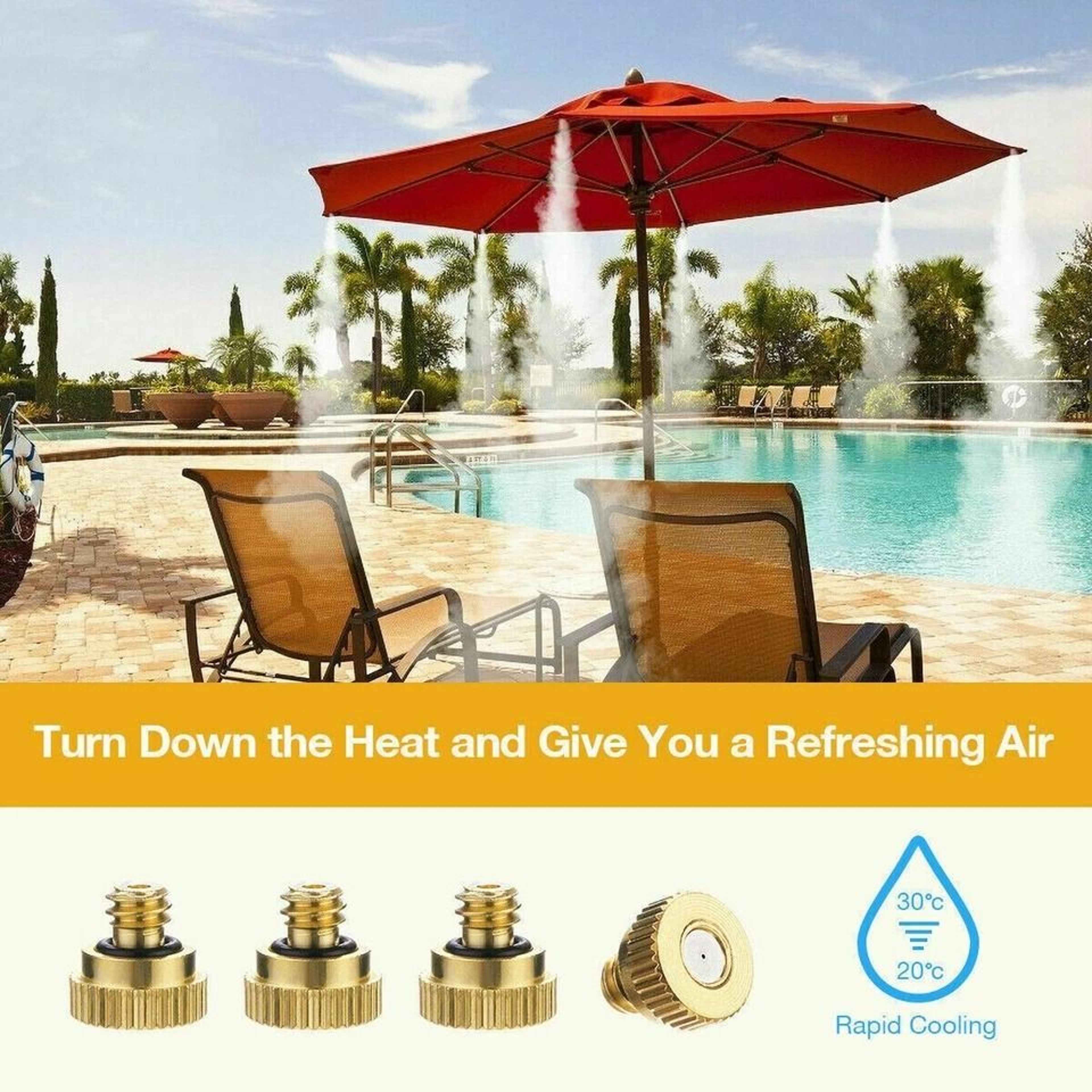 Brass Misting Nozzles For Outdoor Cooling System Mister Sprinkler Garden Sprayer 8