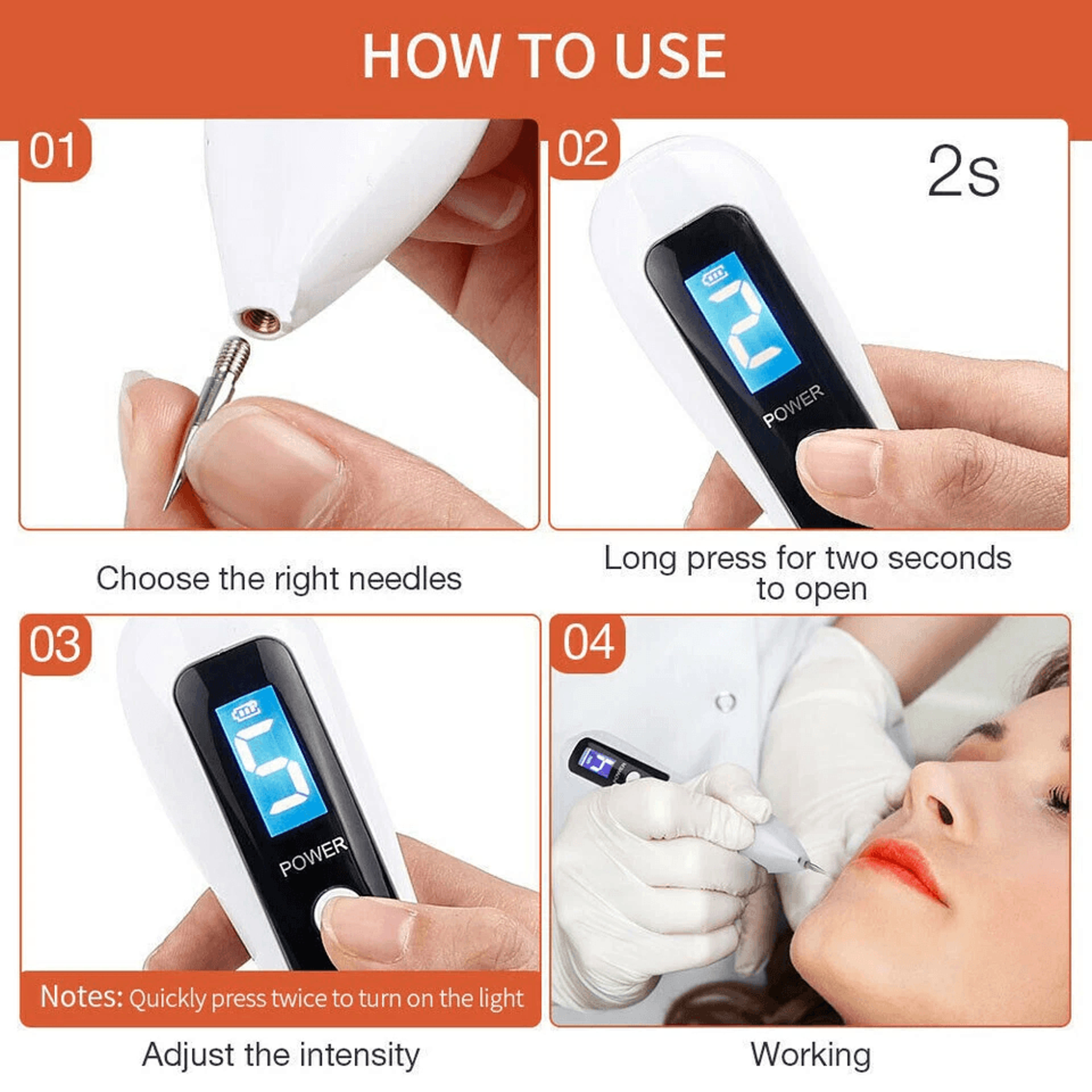 Portable Electric Laser Plasma Pen For Mole  Skin Tag Removal Dark Spot Wart  Tattoo Remover For Ho 7