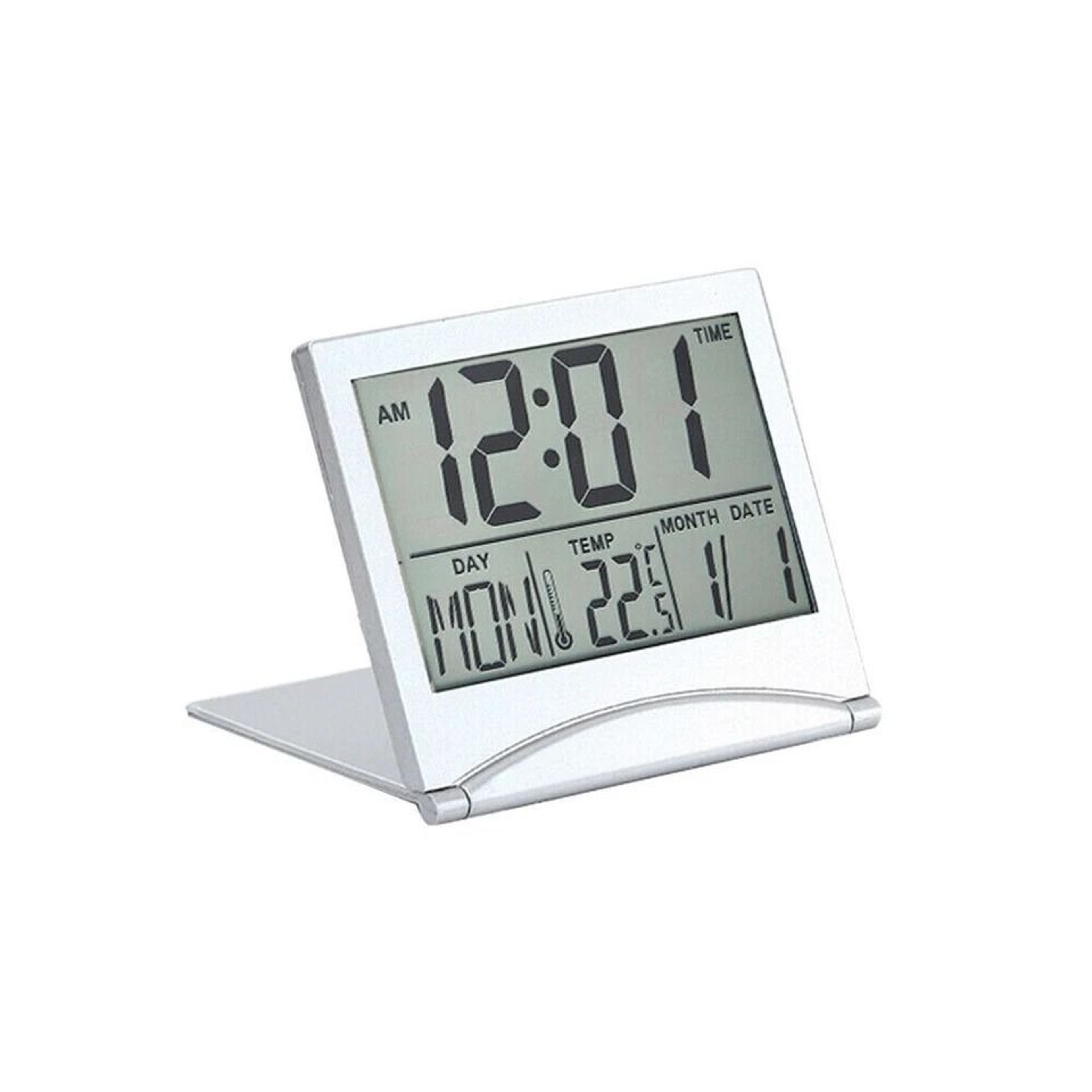 Compact Digital Travel Alarm Clock With LCD Display  Temperature Foldable  Portable Desk Timer 0