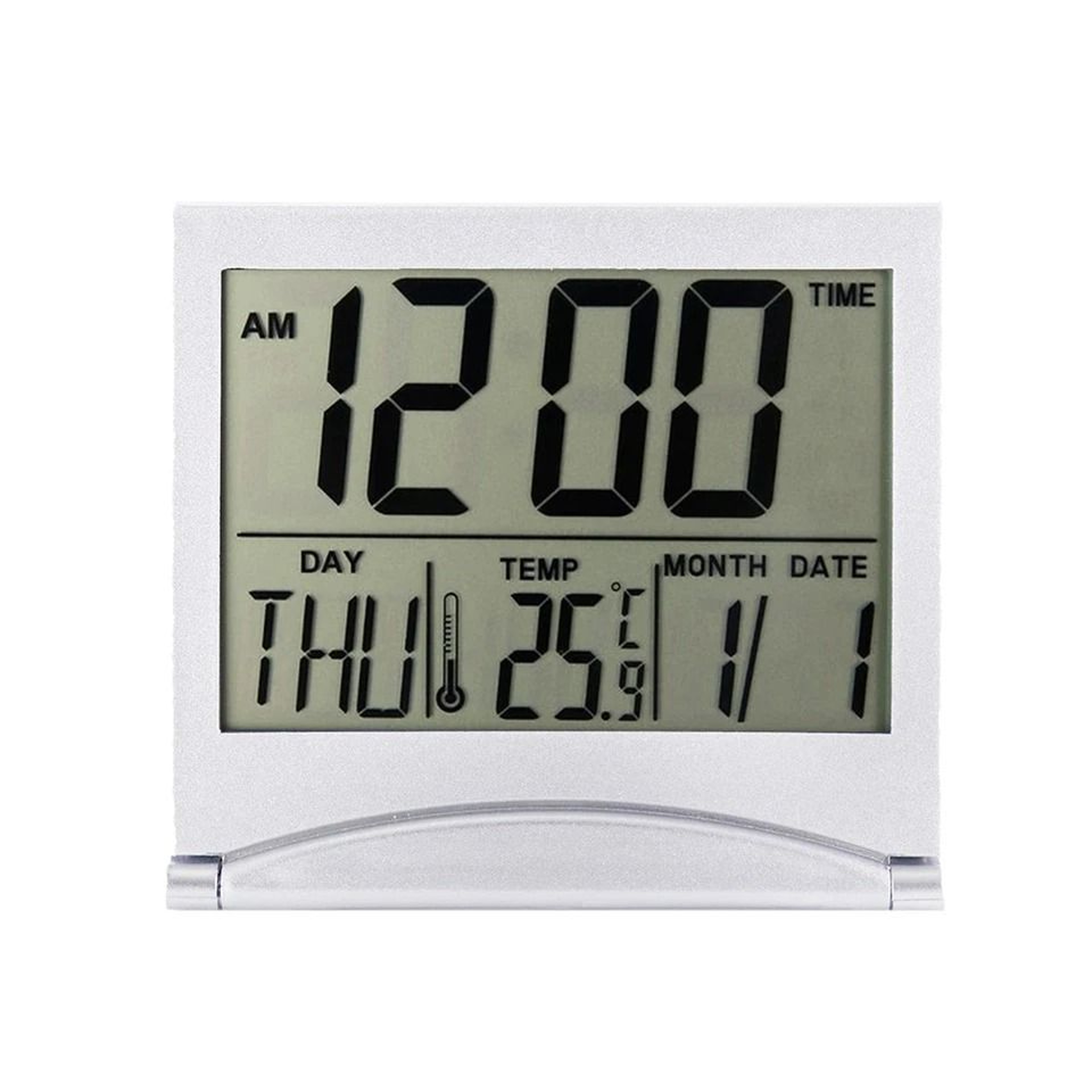 Compact Digital Travel Alarm Clock With LCD Display  Temperature Foldable  Portable Desk Timer 10