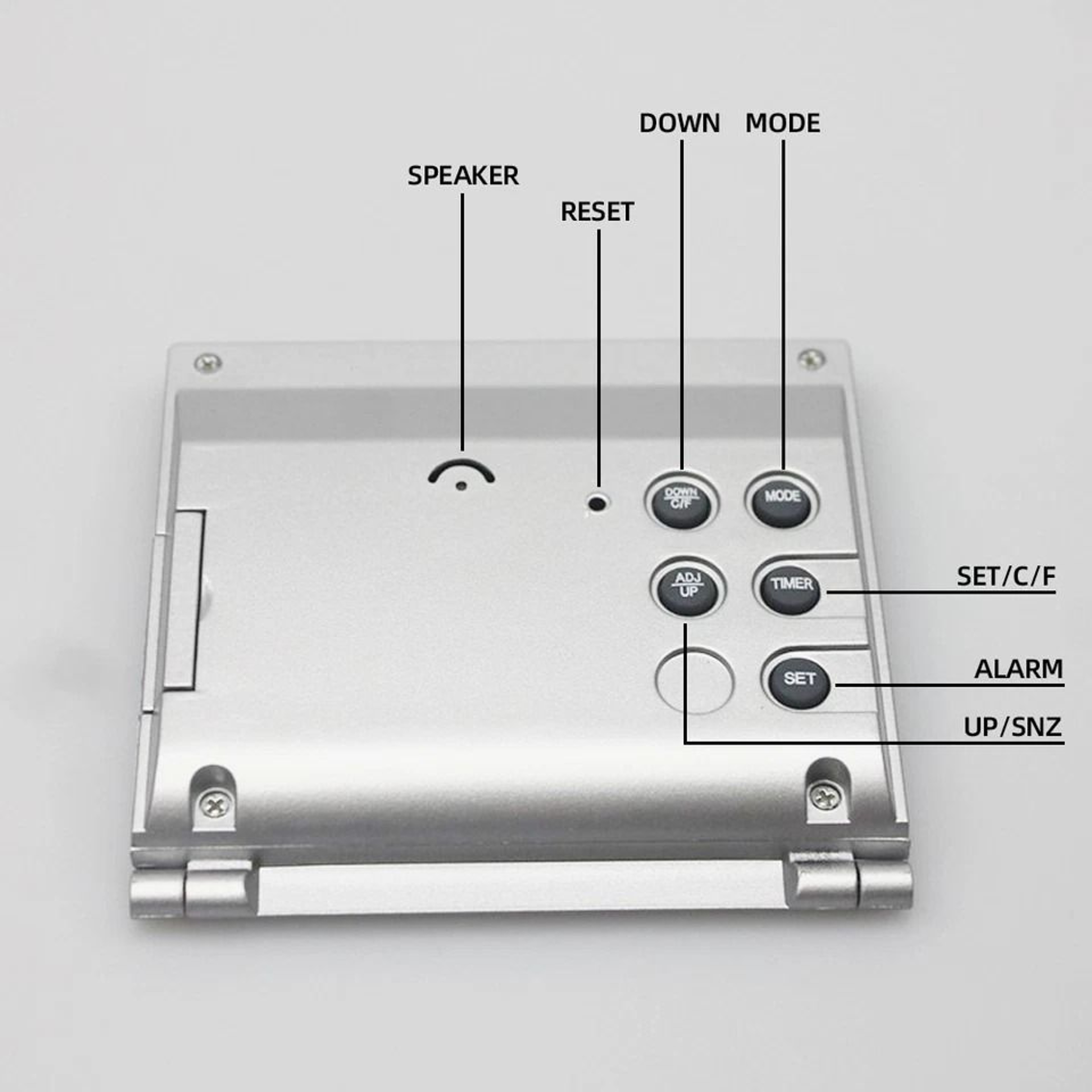 Compact Digital Travel Alarm Clock With LCD Display  Temperature Foldable  Portable Desk Timer 7