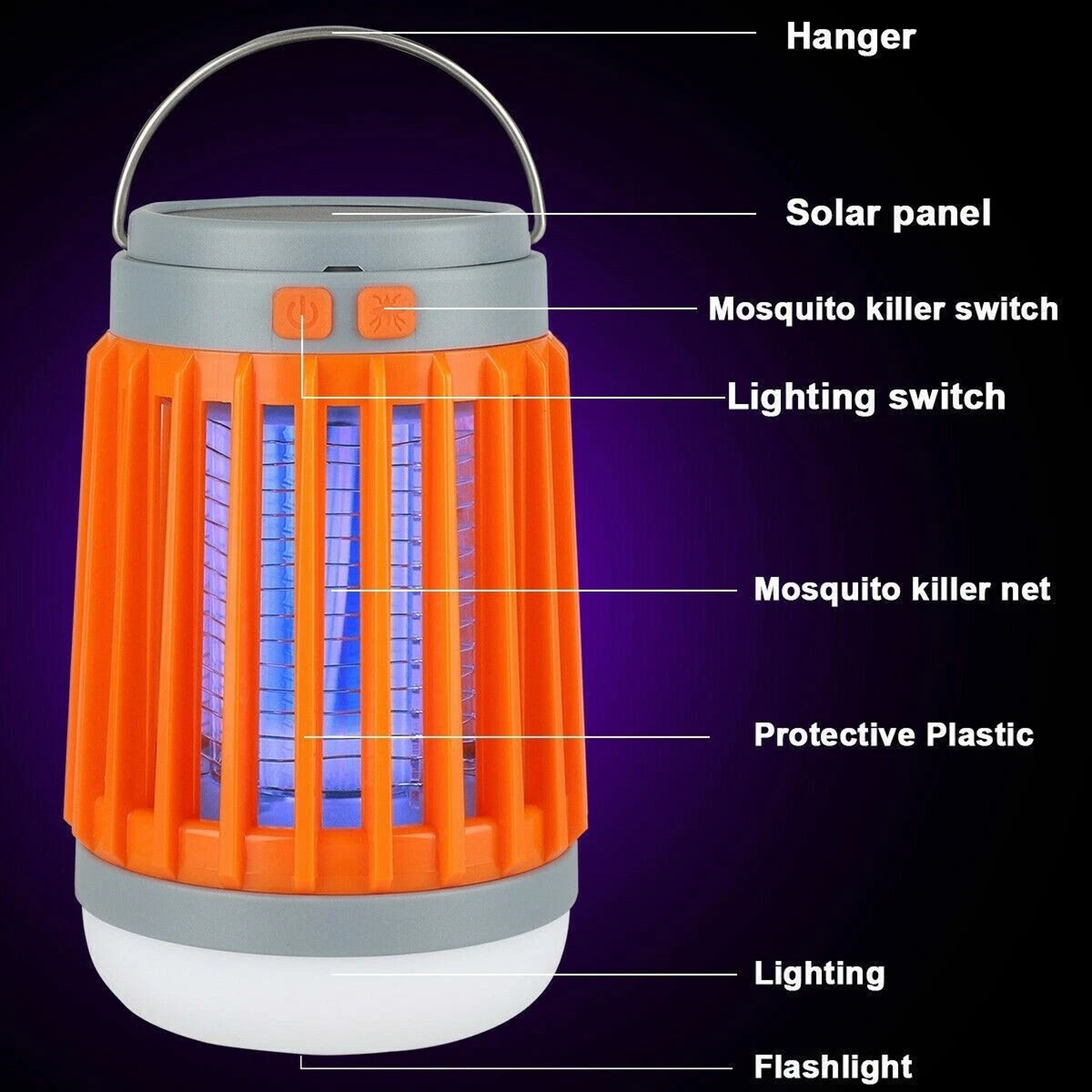 Solar USB Mosquito Killer Light Outdoor Insect Zapper  Fly Trap Lamp 7
