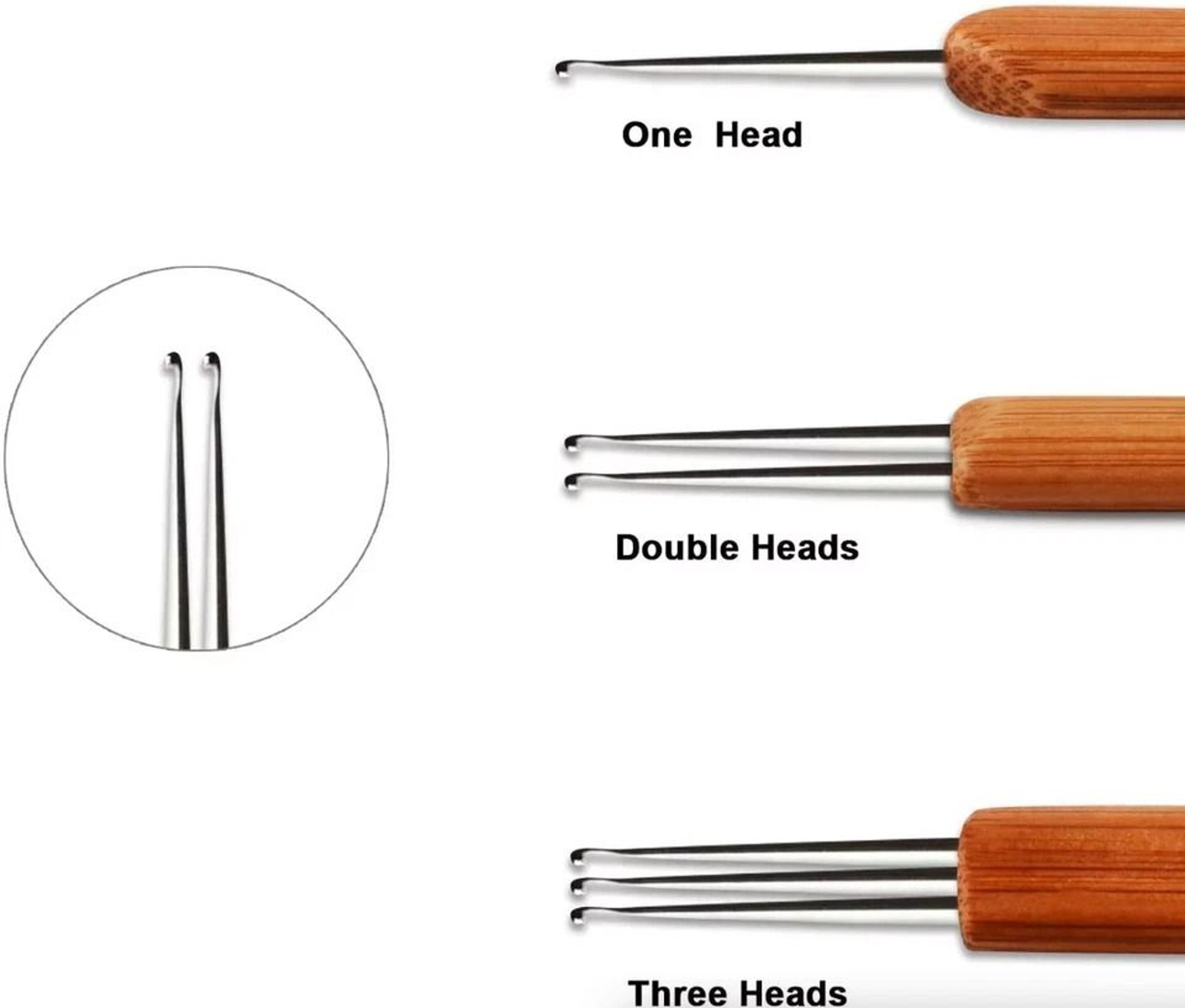 Bamboo Handle Crochet Needle Set For Dreadlock  Hair Braiding Durable DIY Tool 2