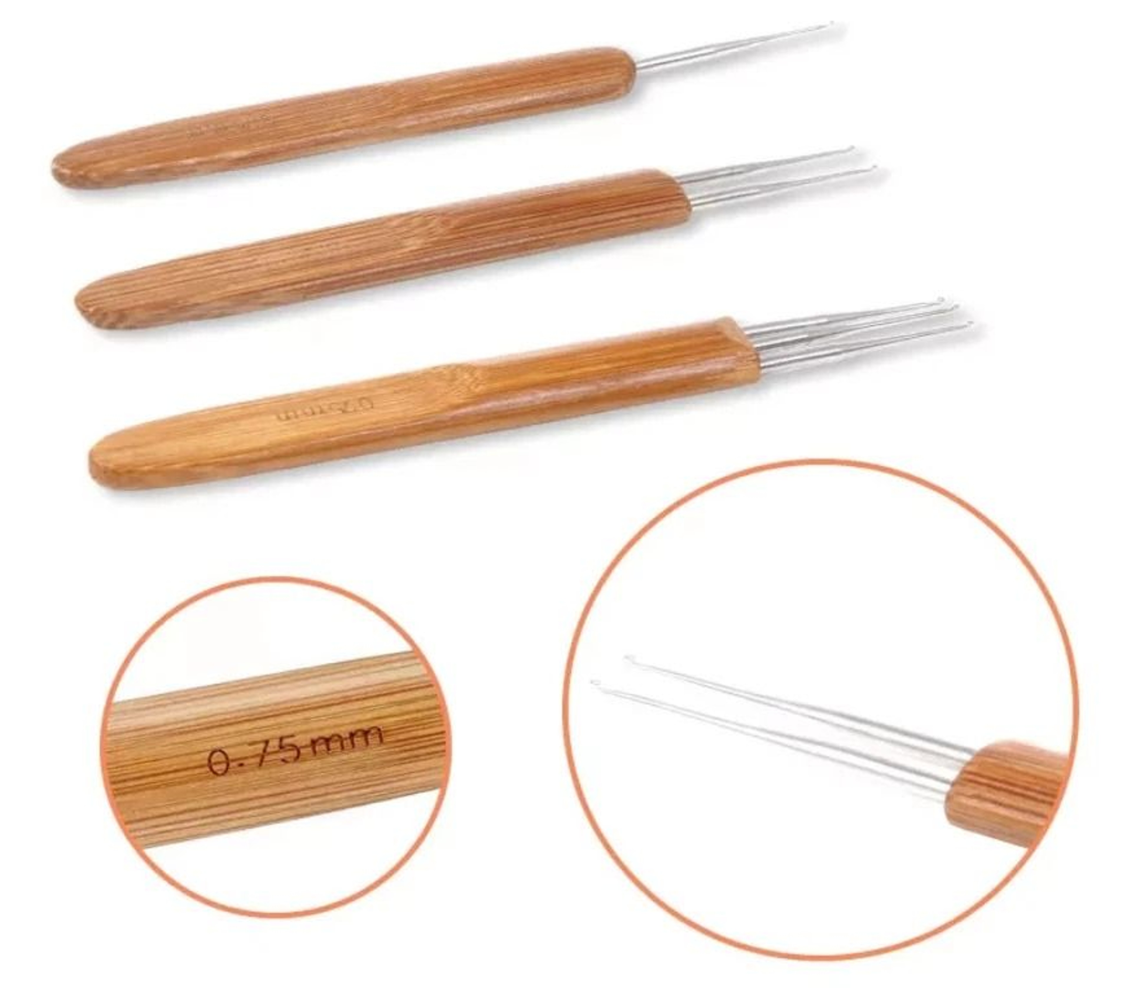 Bamboo Handle Crochet Needle Set For Dreadlock  Hair Braiding Durable DIY Tool 9