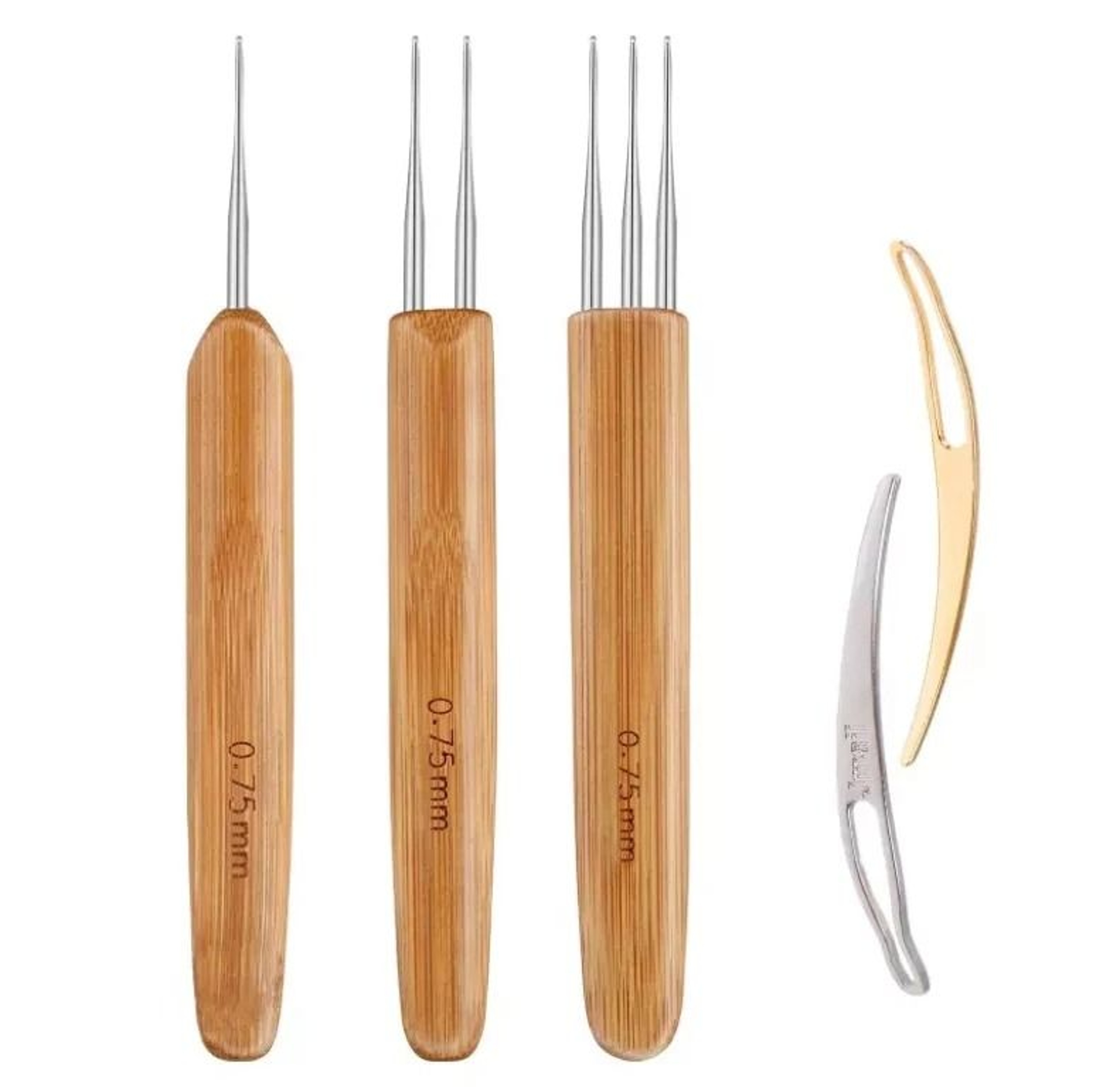 Bamboo Handle Crochet Needle Set For Dreadlock  Hair Braiding Durable DIY Tool 10