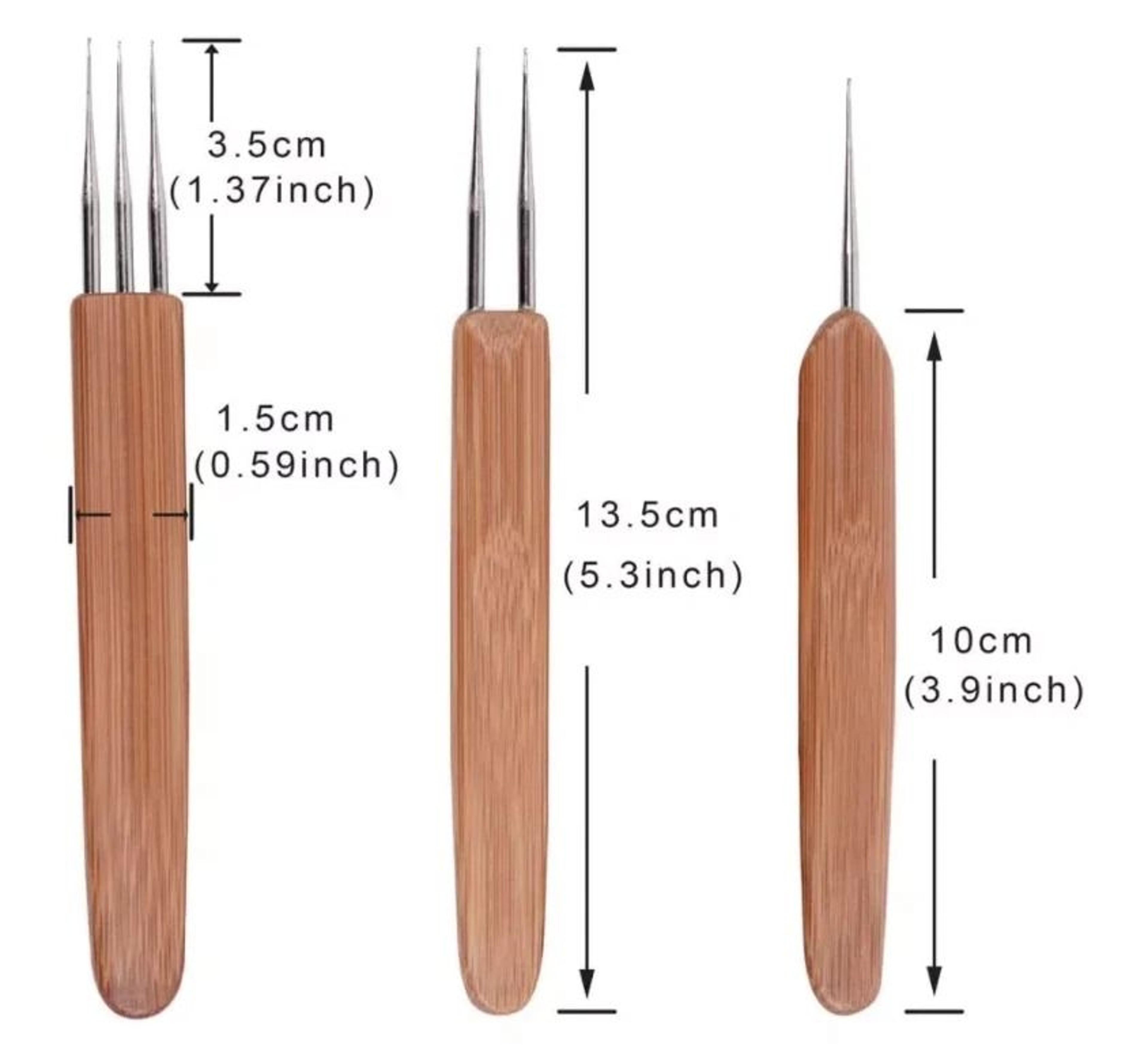 Bamboo Handle Crochet Needle Set For Dreadlock  Hair Braiding Durable DIY Tool 13