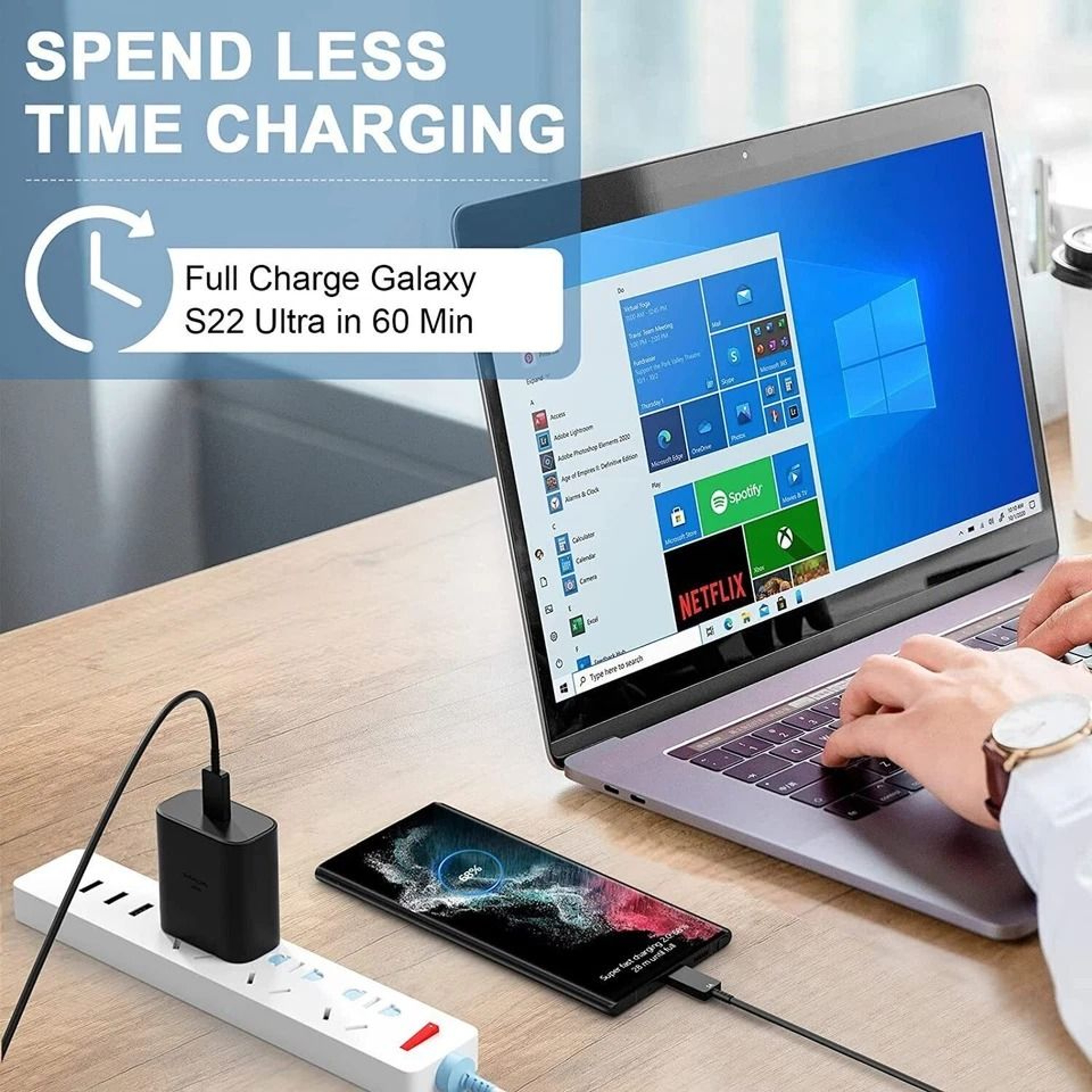 USBC Super Fast Wall Charger With Cable For Samsung Galaxy 6