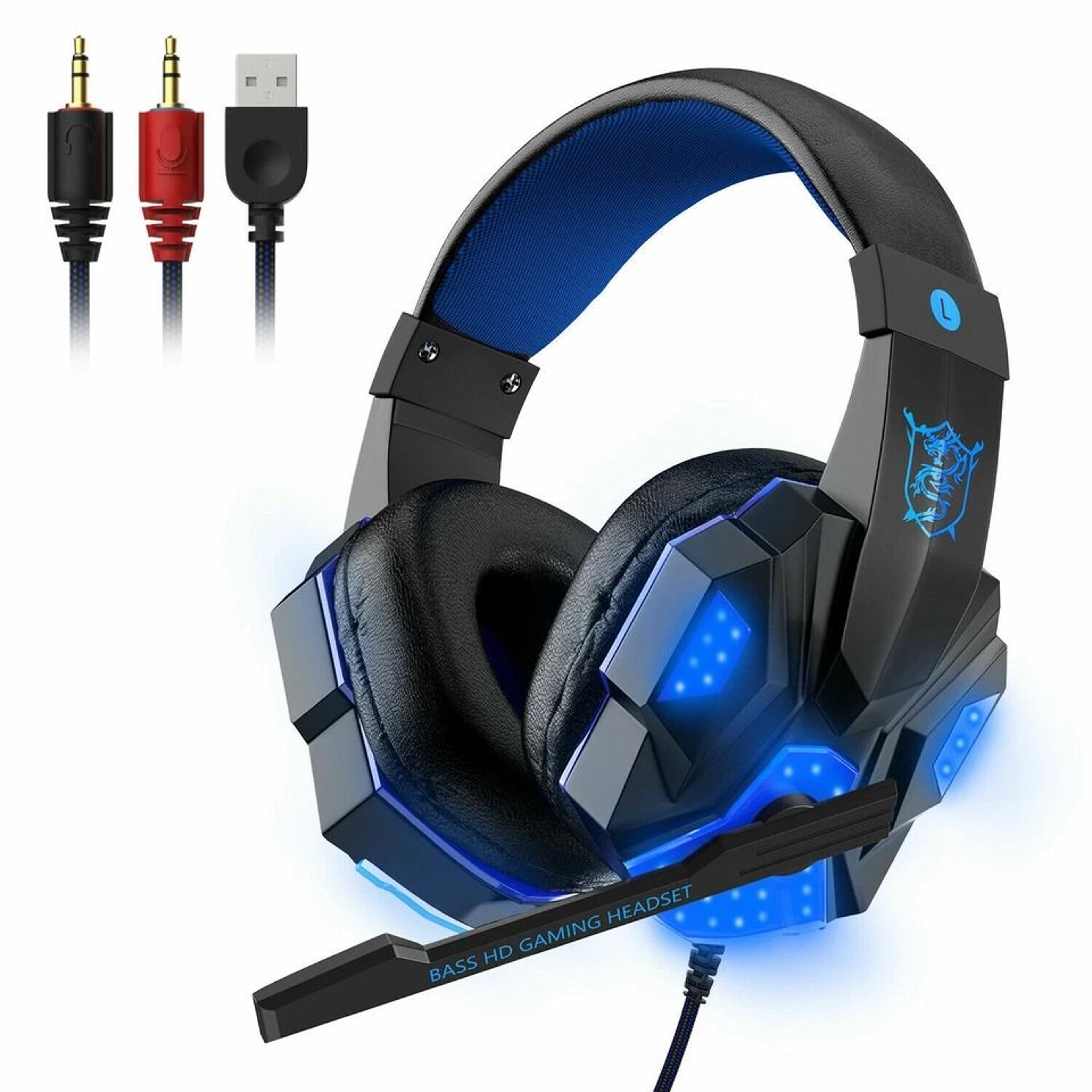 LED Gaming Headset With Stereo Bass For PC Xbox One Comfortable Surround Sound 1