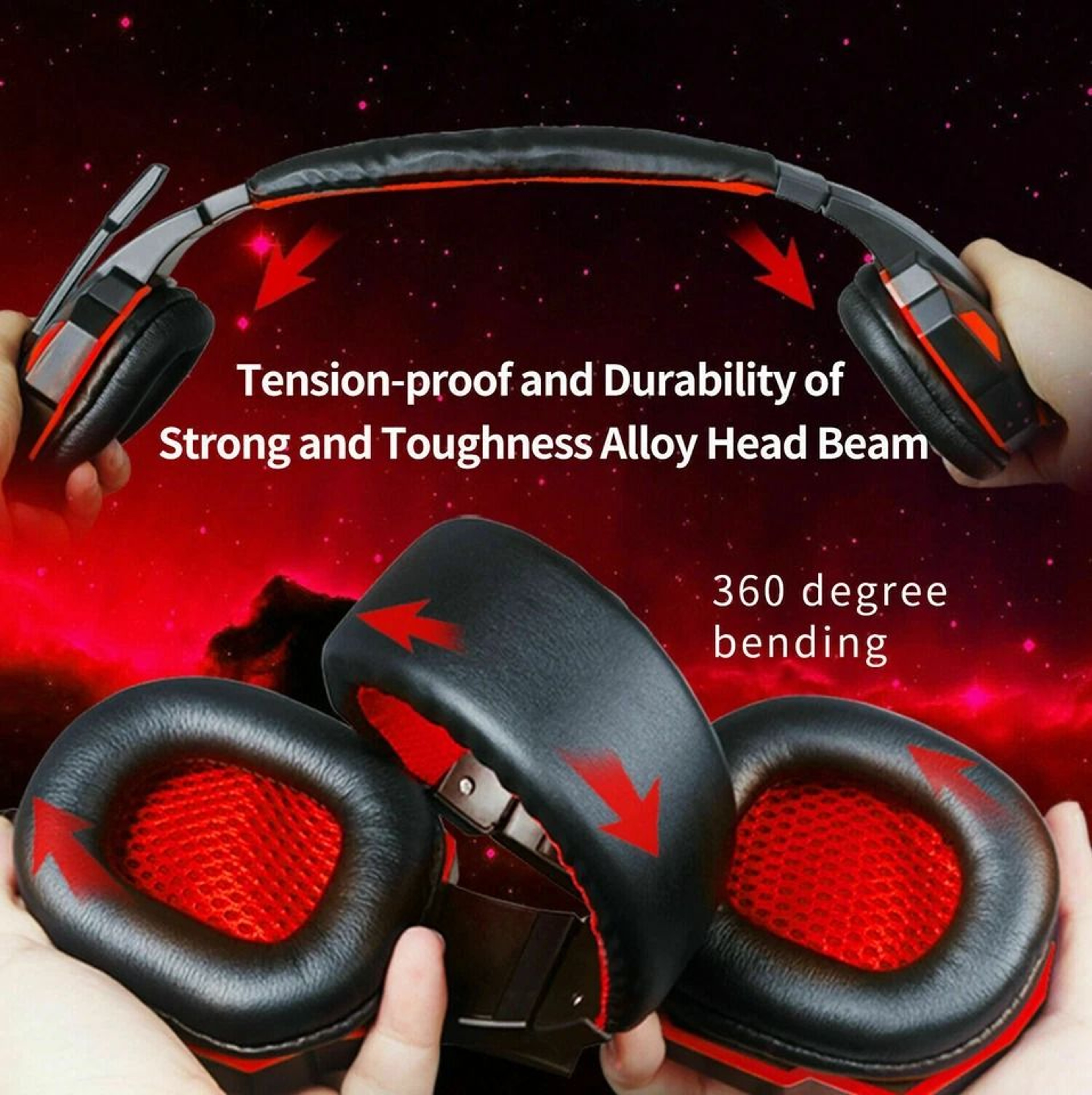 LED Gaming Headset With Stereo Bass For PC Xbox One Comfortable Surround Sound 3