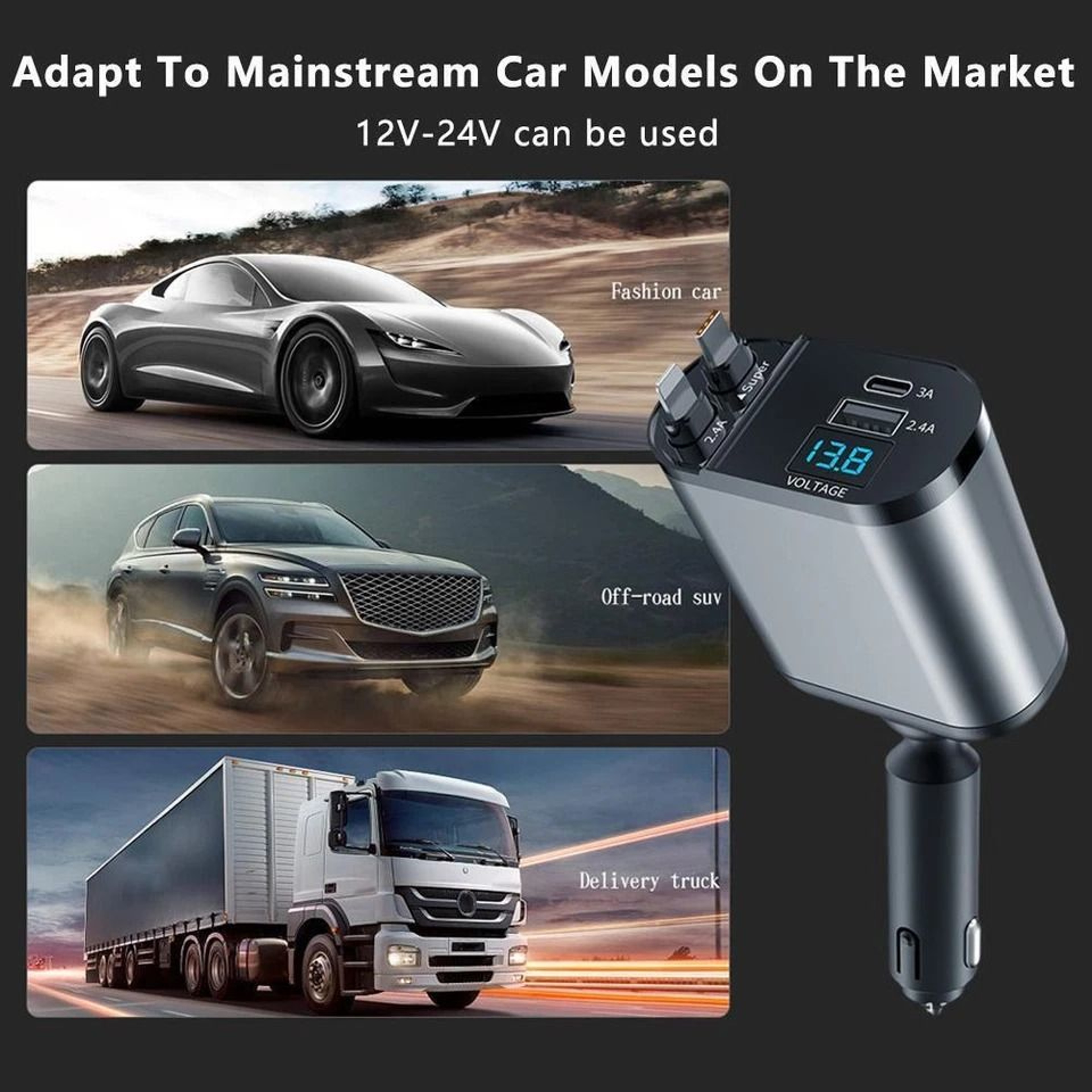 Car Charger Fast Charging Adapter With USB TypeC  Dual Ports 13