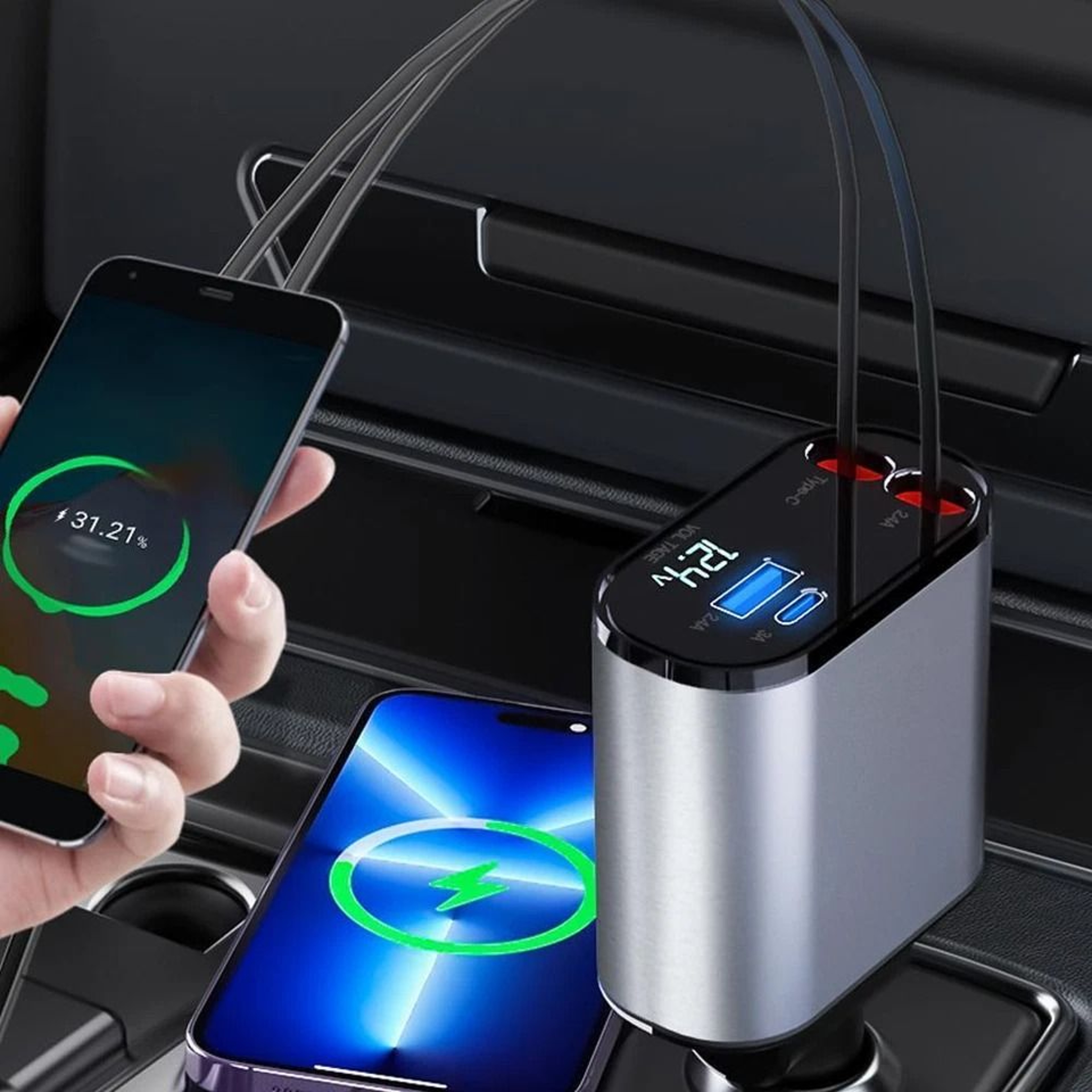 Car Charger Fast Charging Adapter With USB TypeC  Dual Ports 14