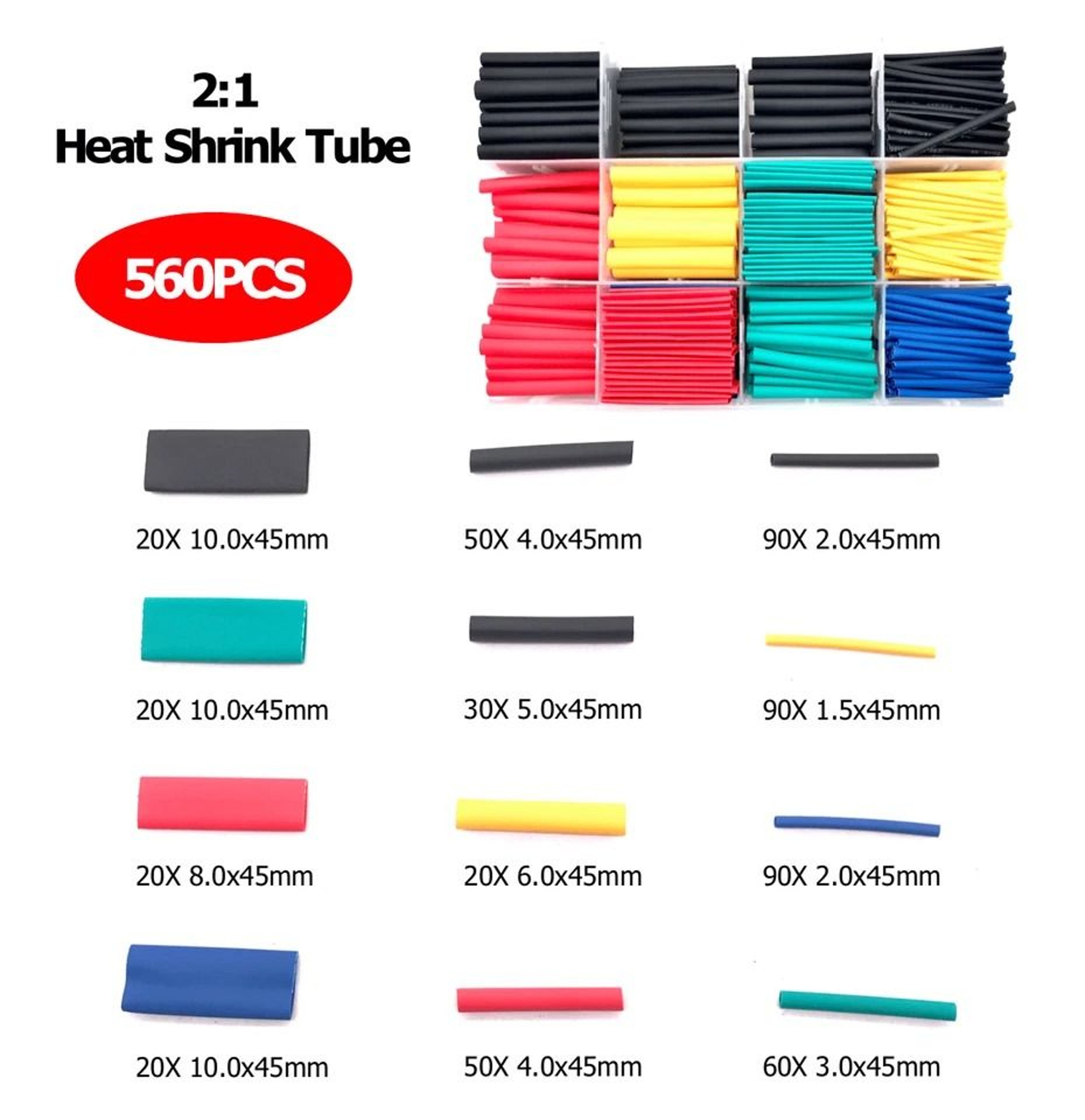 Heat Shrink Tubing Insulation Shrinkable Tube Wire Cable Sleeve With Box 0