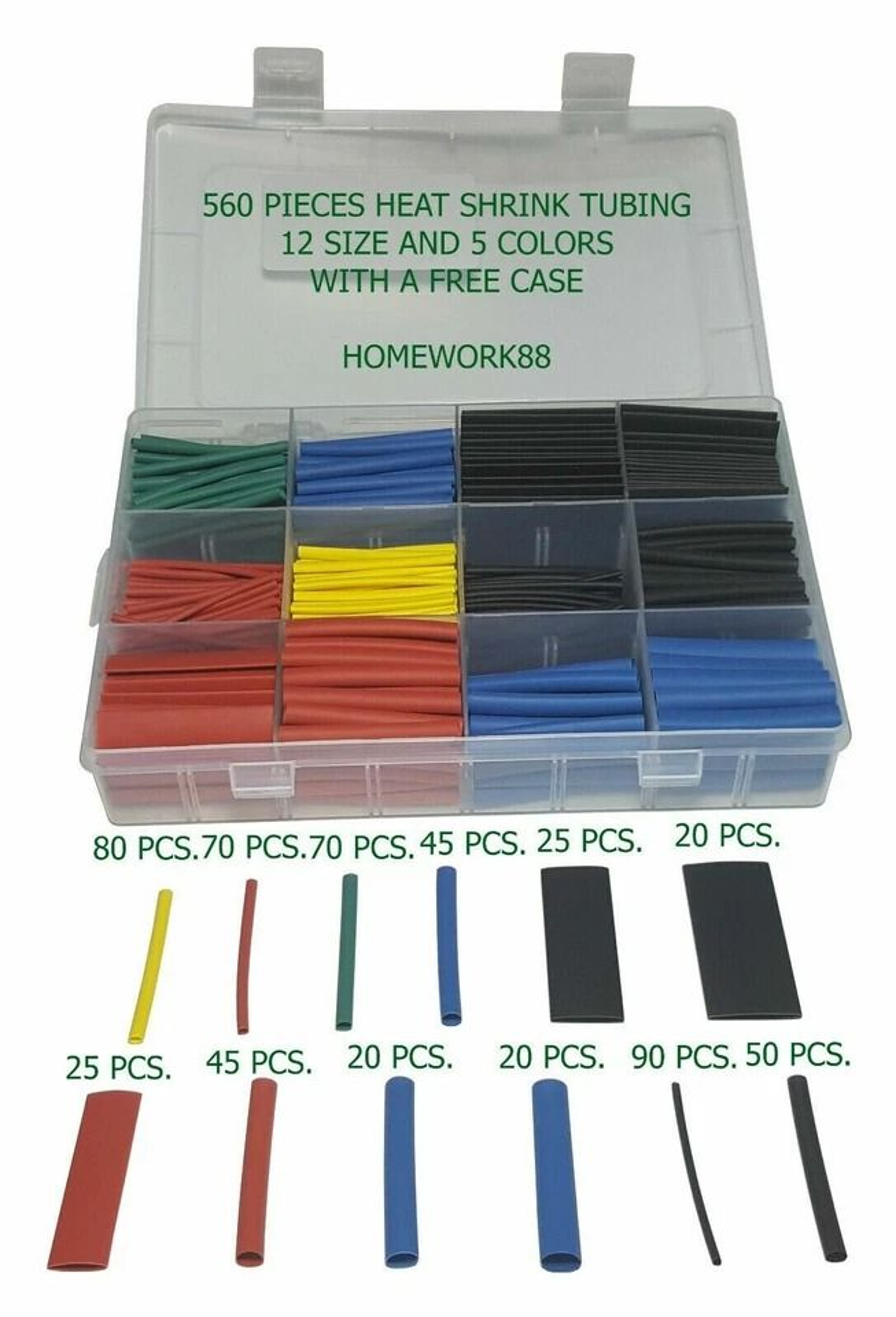 Heat Shrink Tubing Insulation Shrinkable Tube Wire Cable Sleeve With Box 1