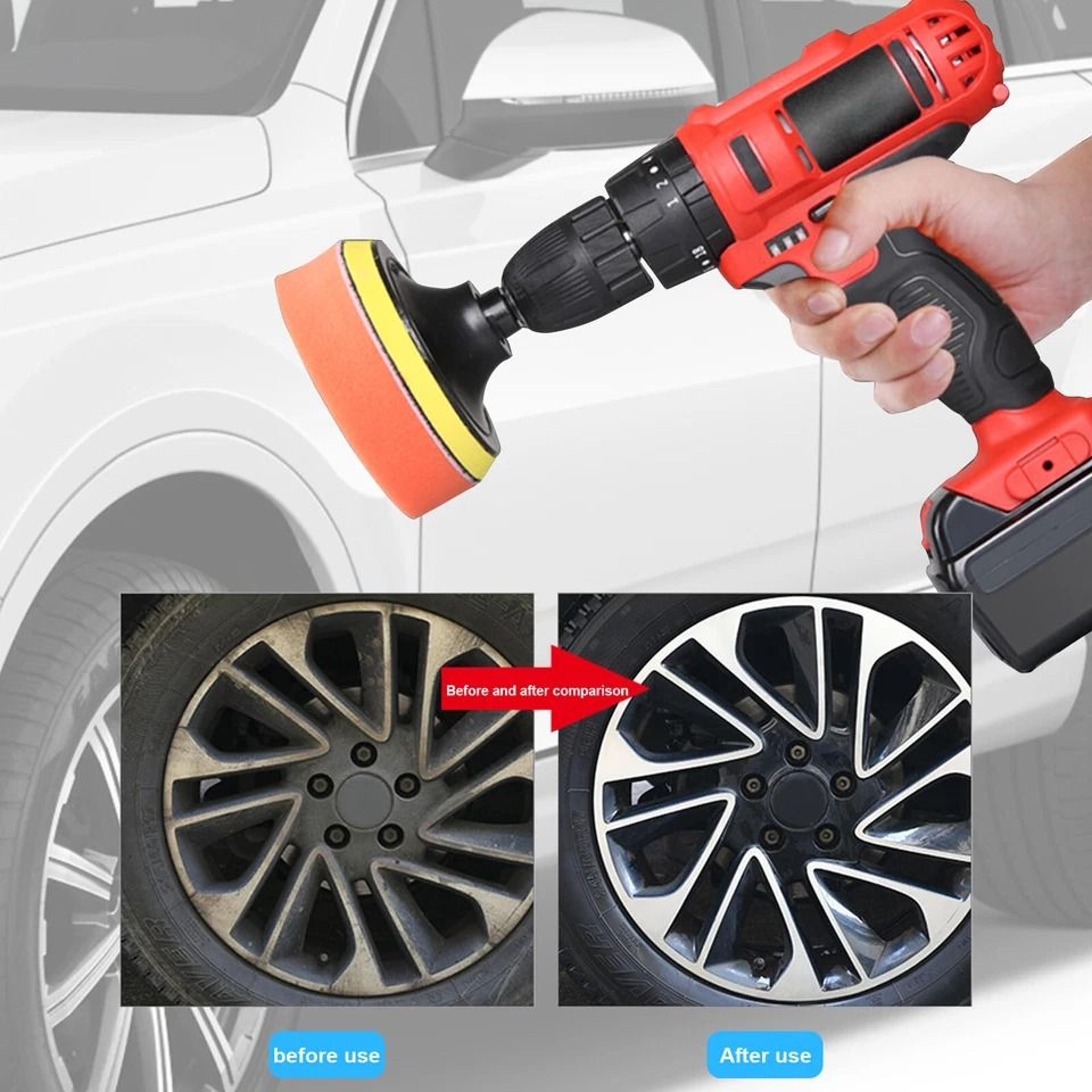 Car Buffing Pads Polishing Sponge Waxing Foam Polisher Kit For Drill PaintSafe Pads 2