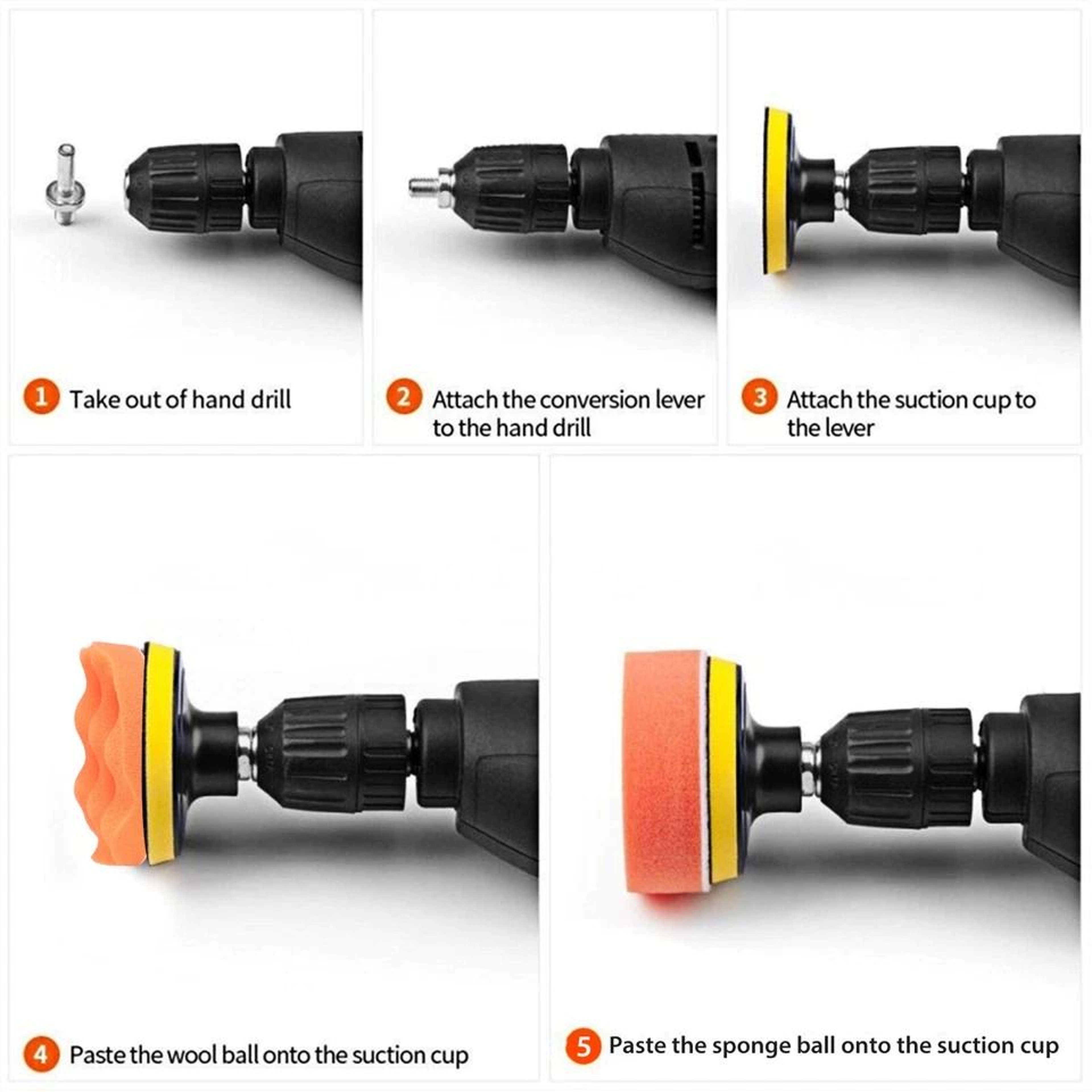 Car Buffing Pads Polishing Sponge Waxing Foam Polisher Kit For Drill PaintSafe Pads 5