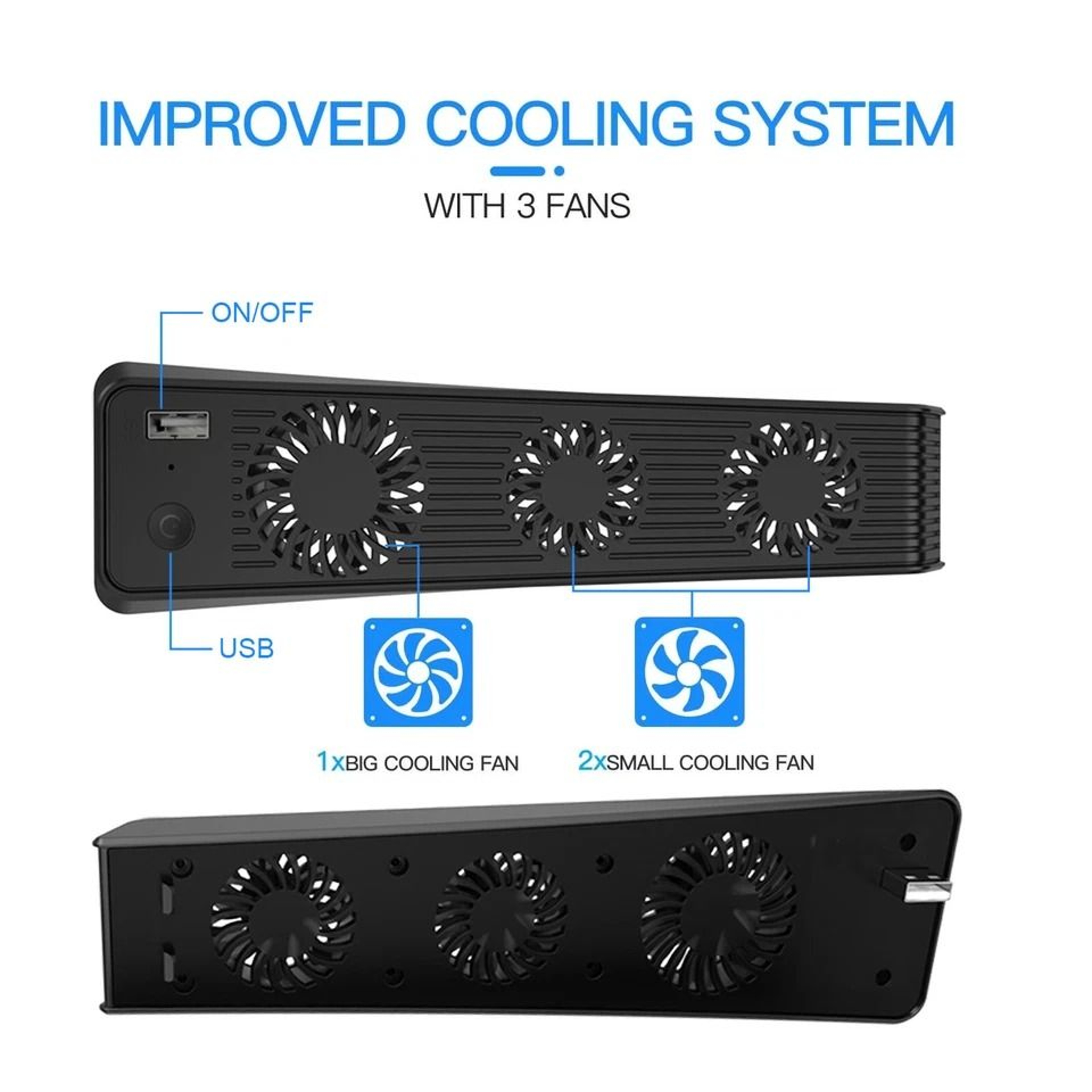 Cooling Fan With LED Lights External USB Fan For PlayStation Console 4