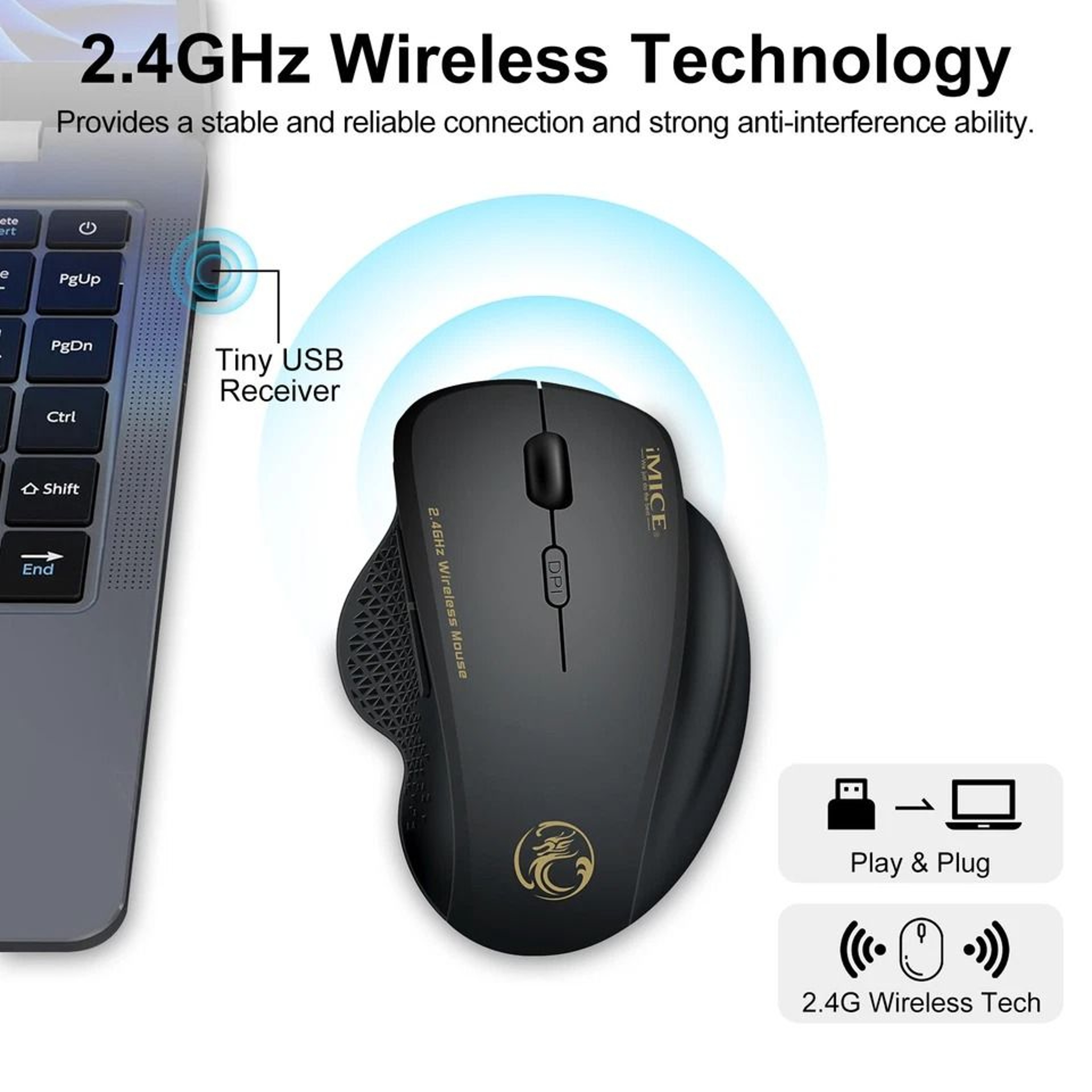 Wireless Optical Gaming Mouse With Buttons  USB Receiver Wireless For Laptop  PC 2