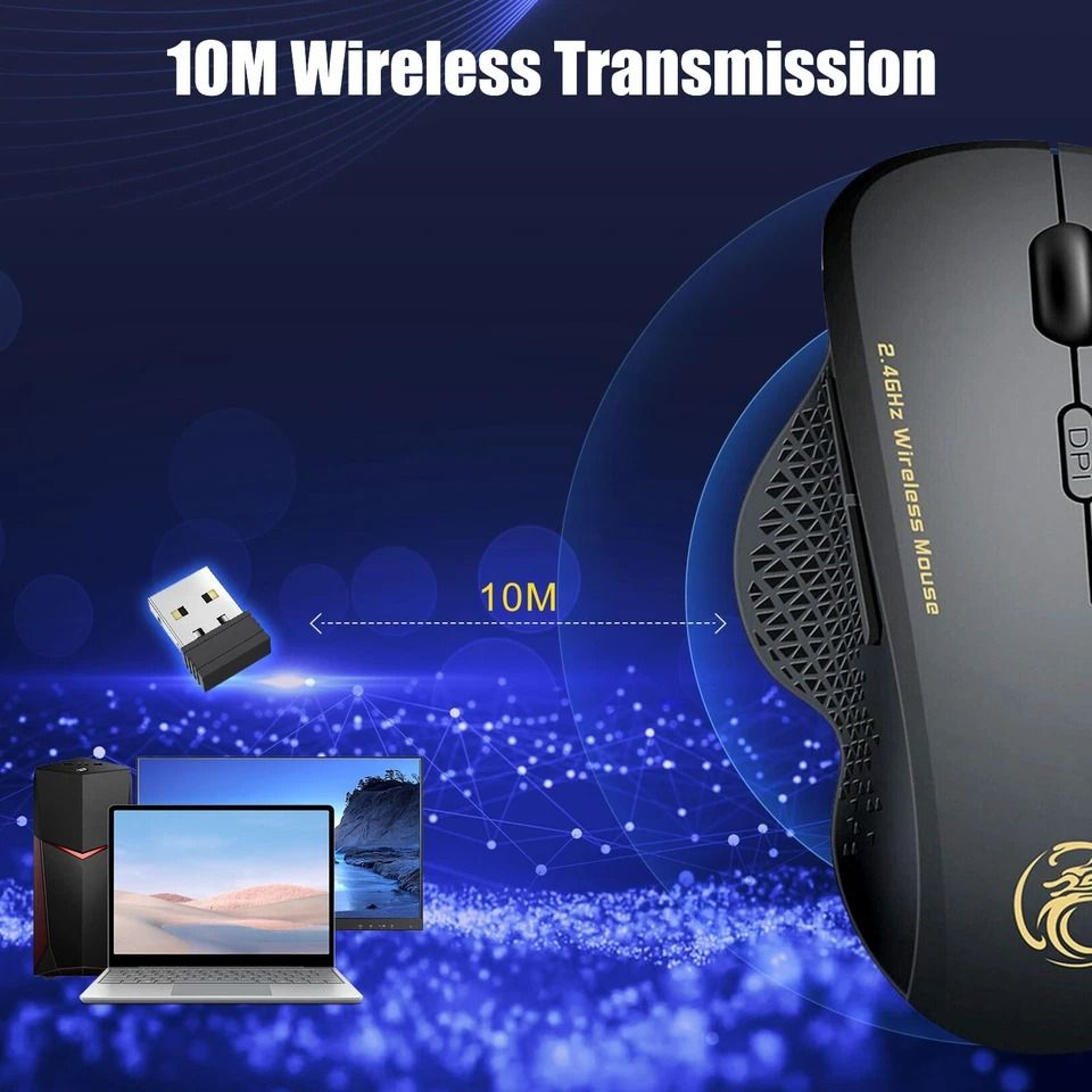 Wireless Optical Gaming Mouse With Buttons  USB Receiver Wireless For Laptop  PC 5