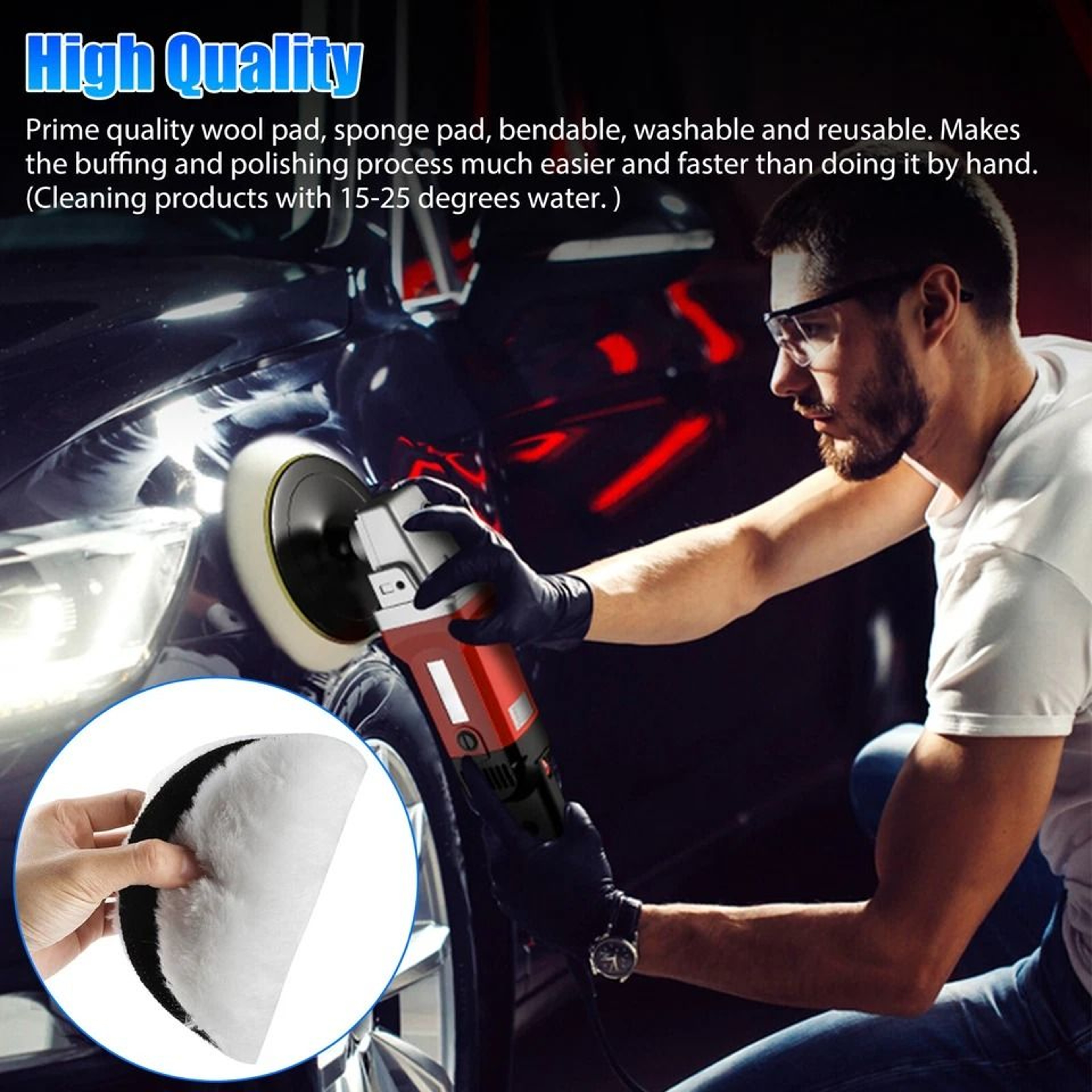 Car Buffing Pads Kit For Drill Polishing Sponge Foam Pads For Waxing And Detailing 1