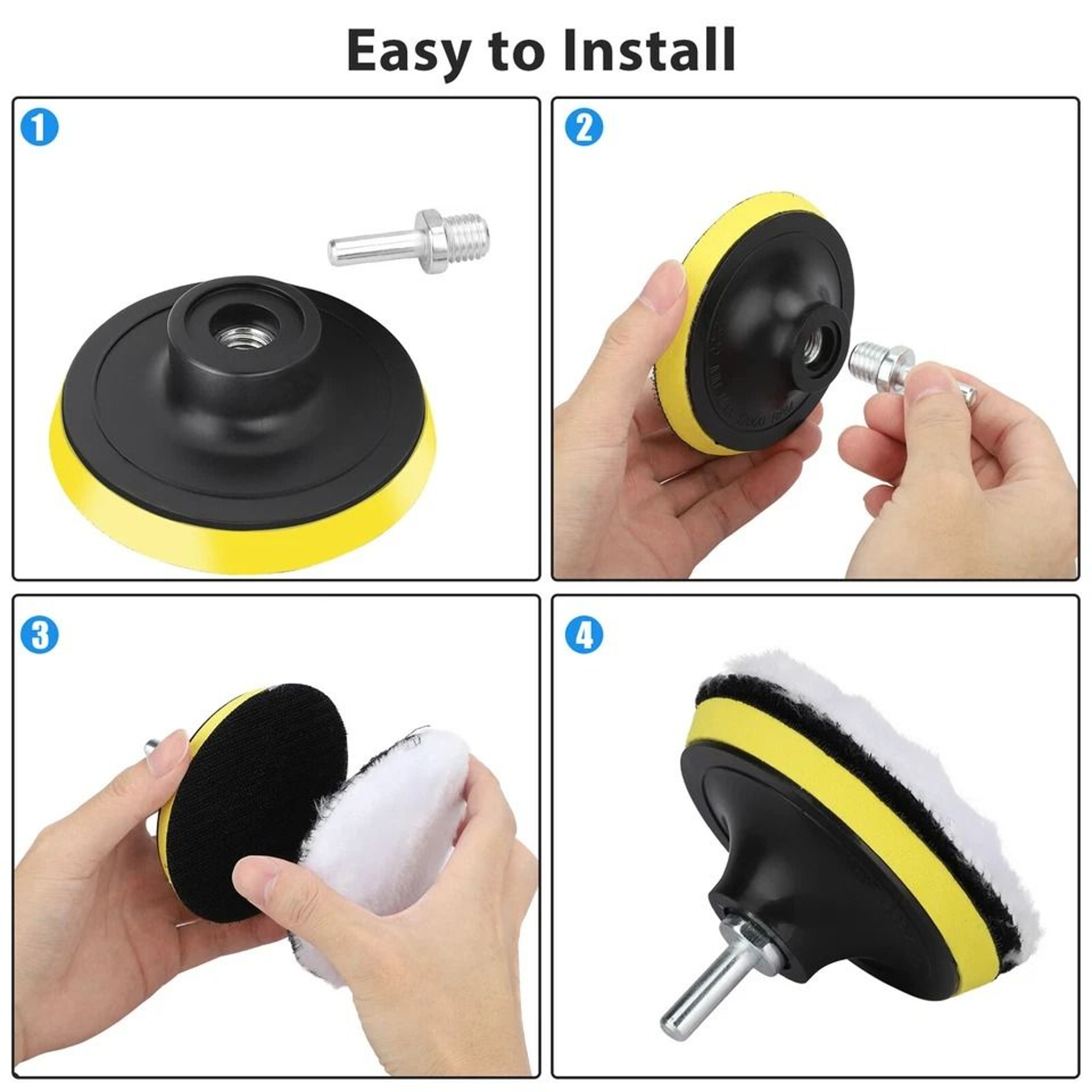 Polishing Pad Kit For Car Buffing  Detailing Drill Adapter  Wool Pads 4