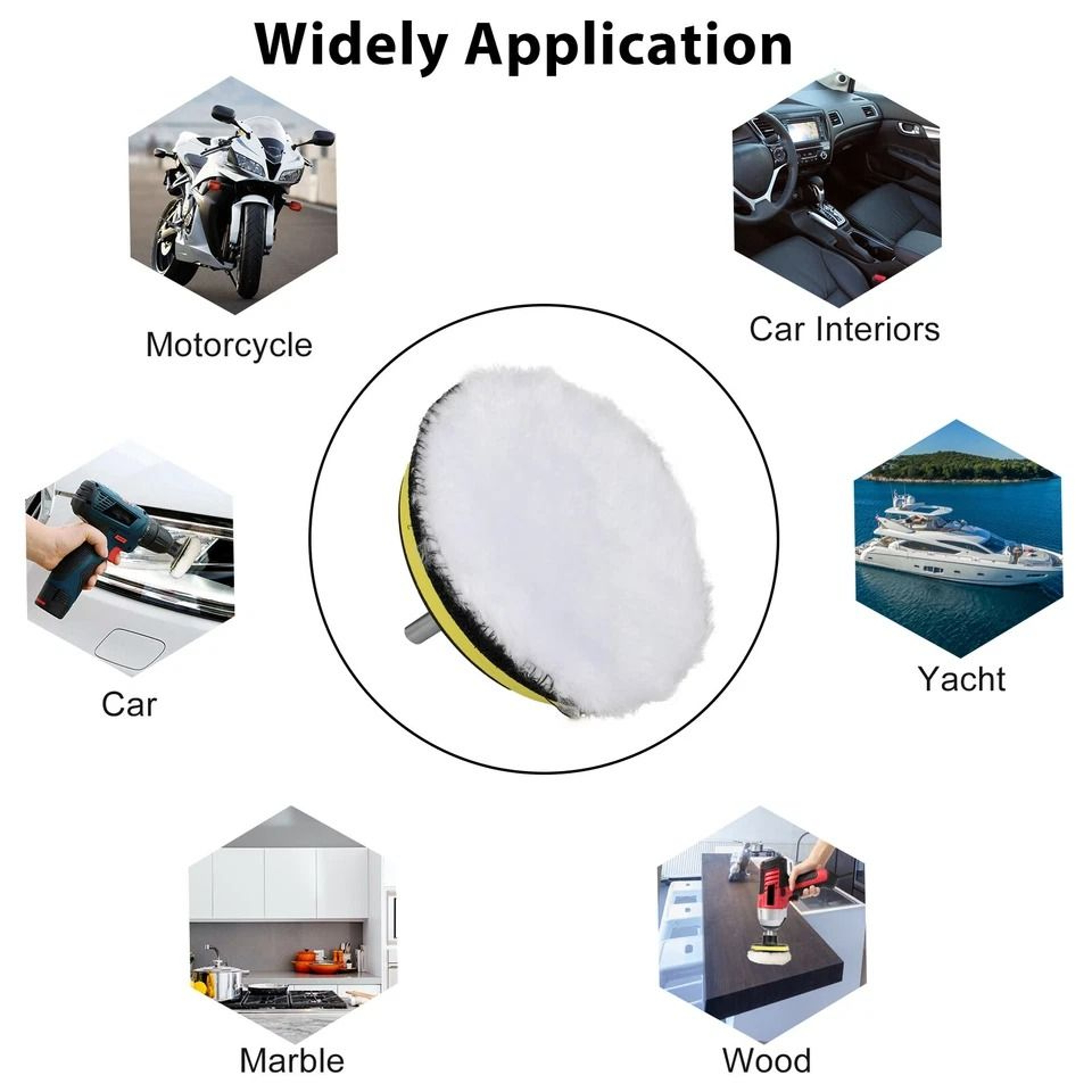 Polishing Pad Kit For Car Buffing  Detailing Drill Adapter  Wool Pads 5