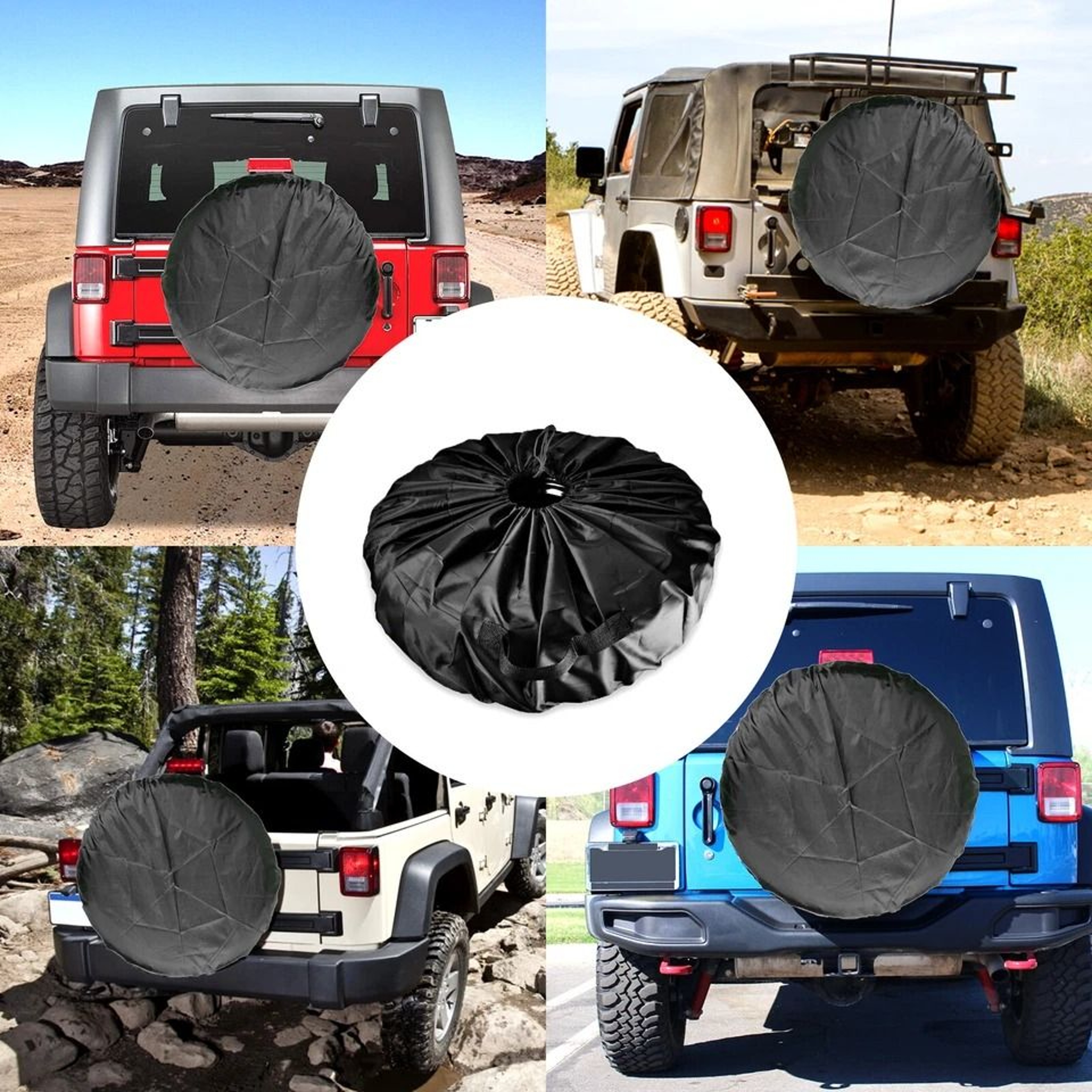 Universal DIY Spare Tire Cover Black Protector For Jeep RV And Trailer 6