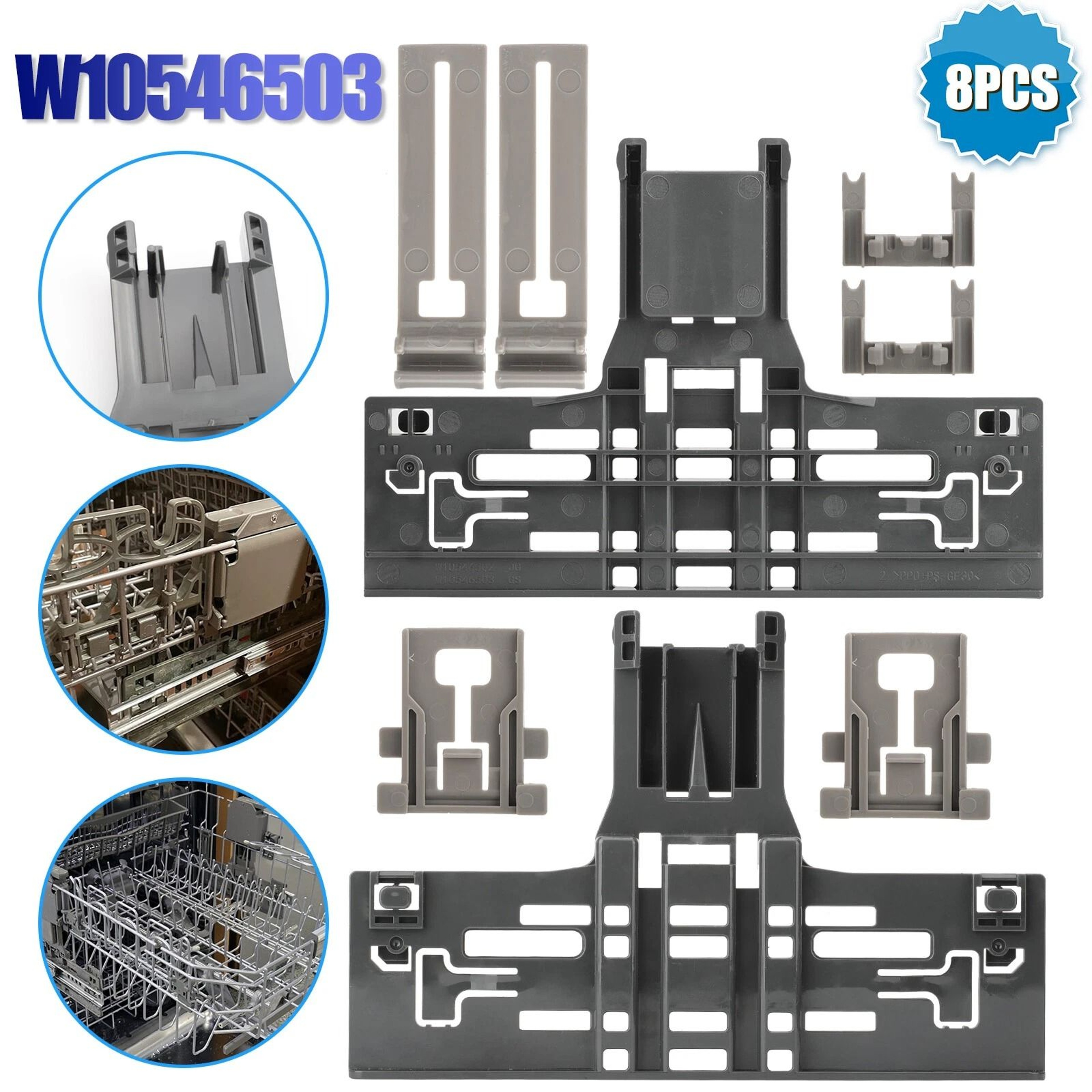 Upgraded Dishwasher Rack Adjuster Kit For Whirlpool  KitchenAid 8