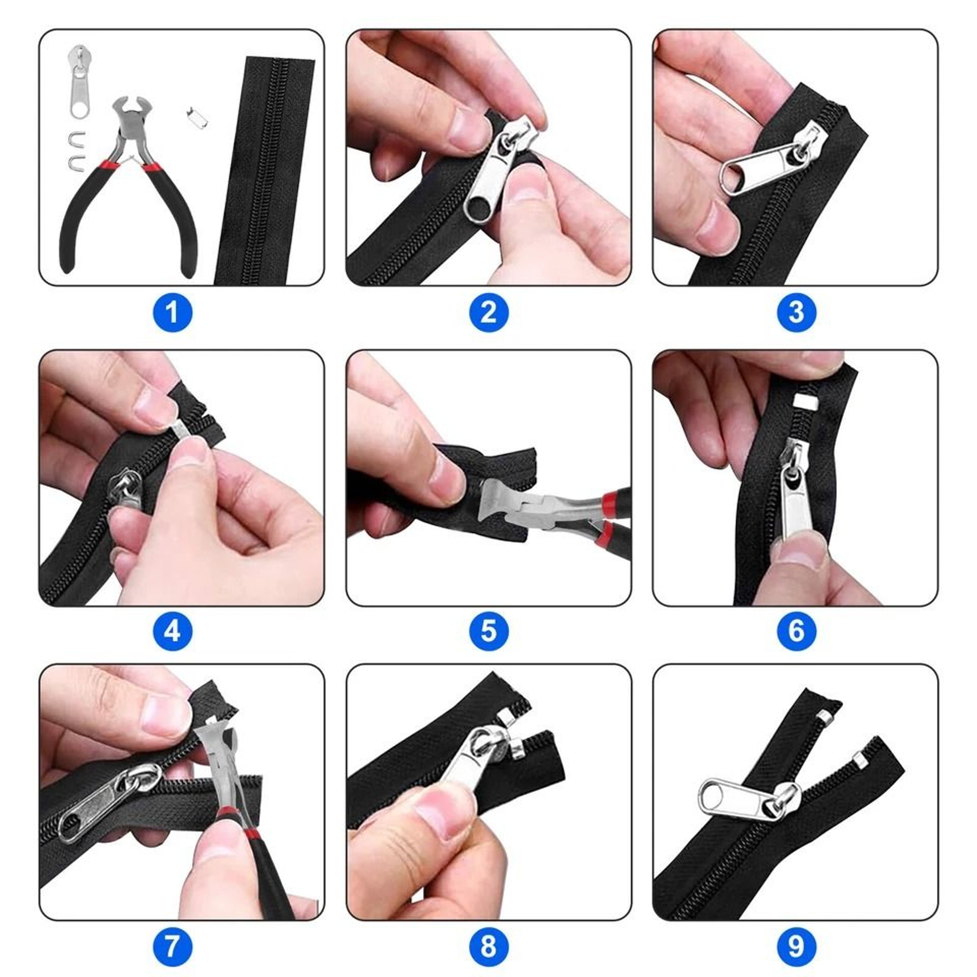Zipper Repair Kit For Jackets Bags Luggage  More DIY Slider Replacement  Rescue Tool Kit 5