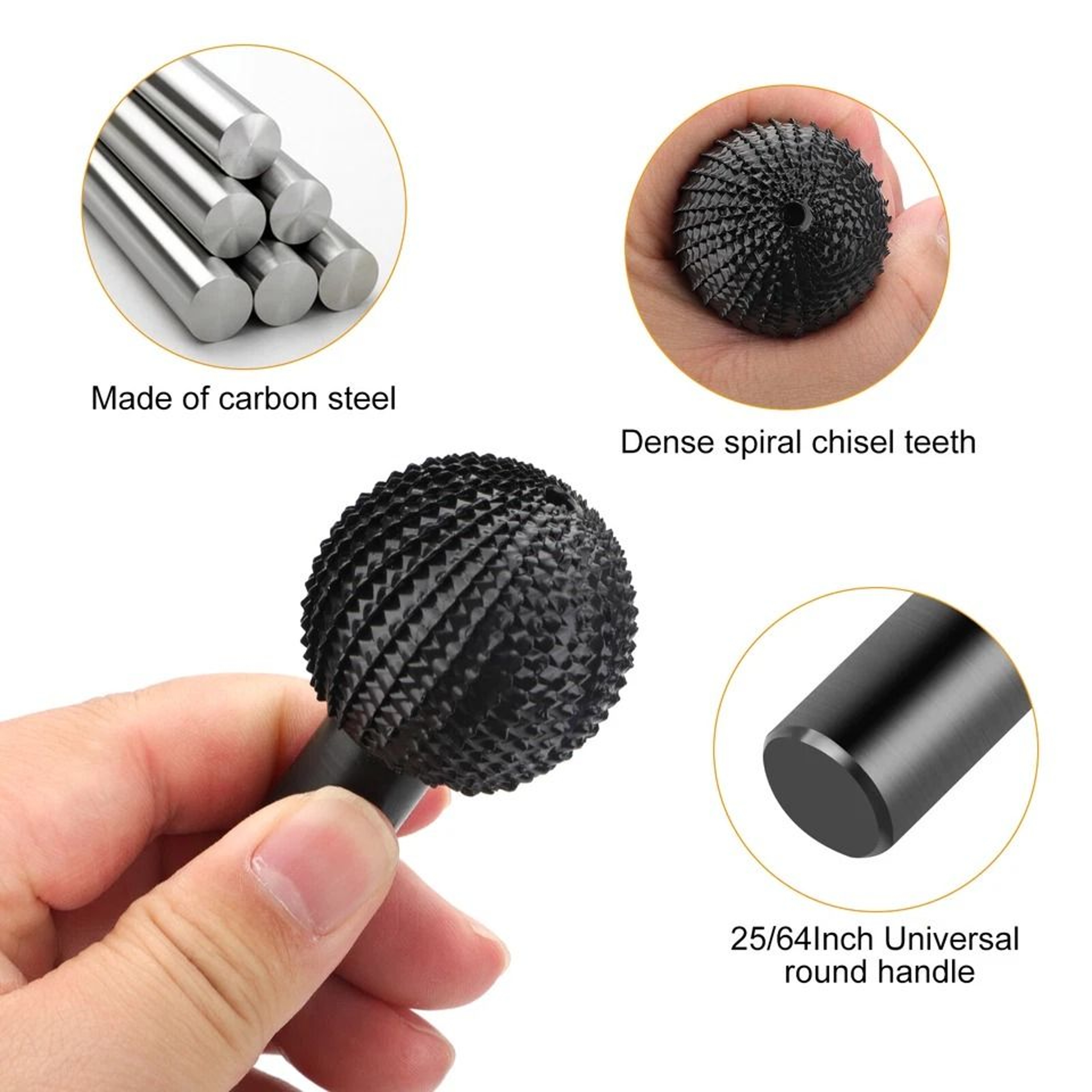 Sphere Rotary Burr Carbon Steel Wood Carving Ball Angle Grinder Precision Grinding  Sculpting Tool 1