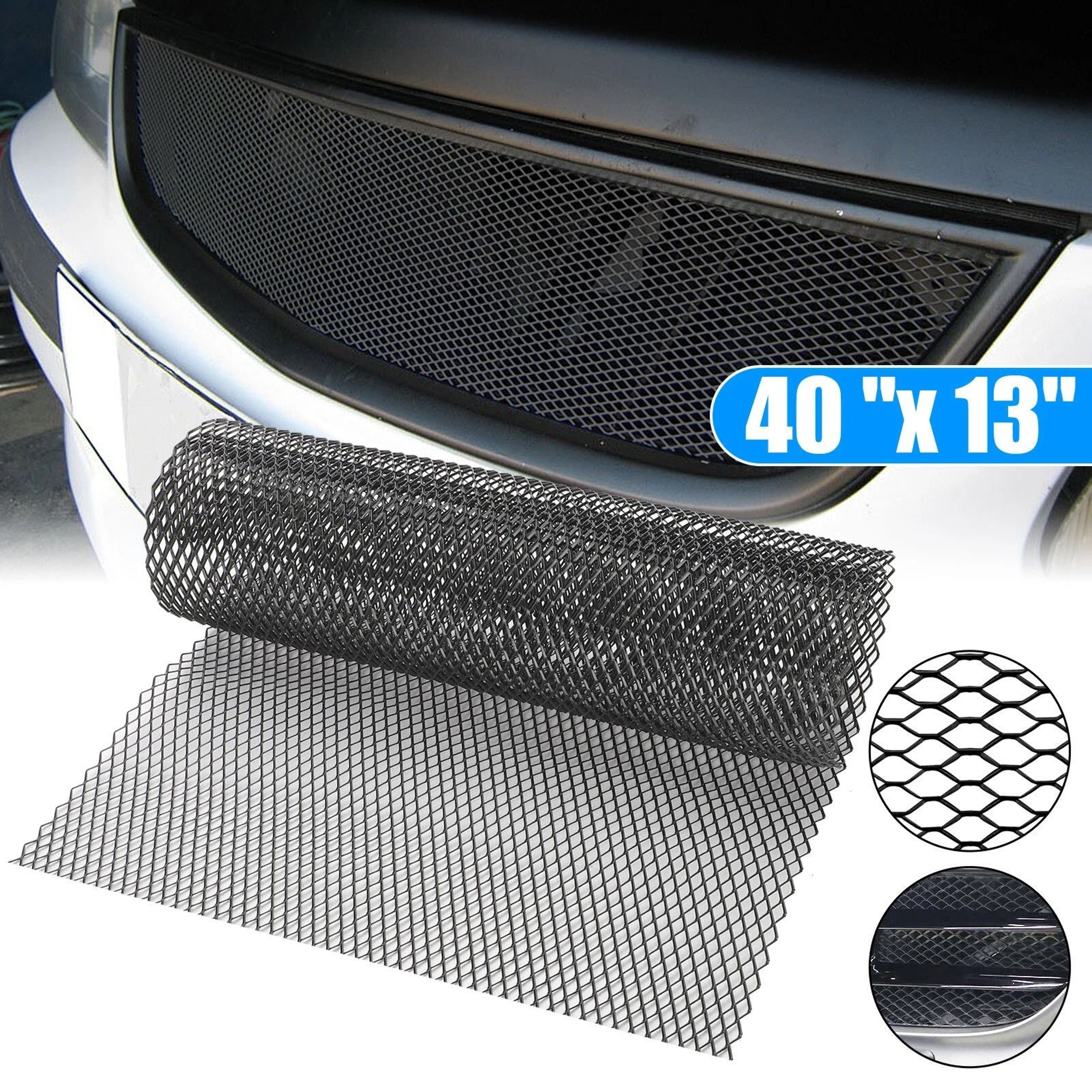 Universal Black Car Grille Mesh Net Sheet Durable Aluminum Auto Grill For Protection And Style 5