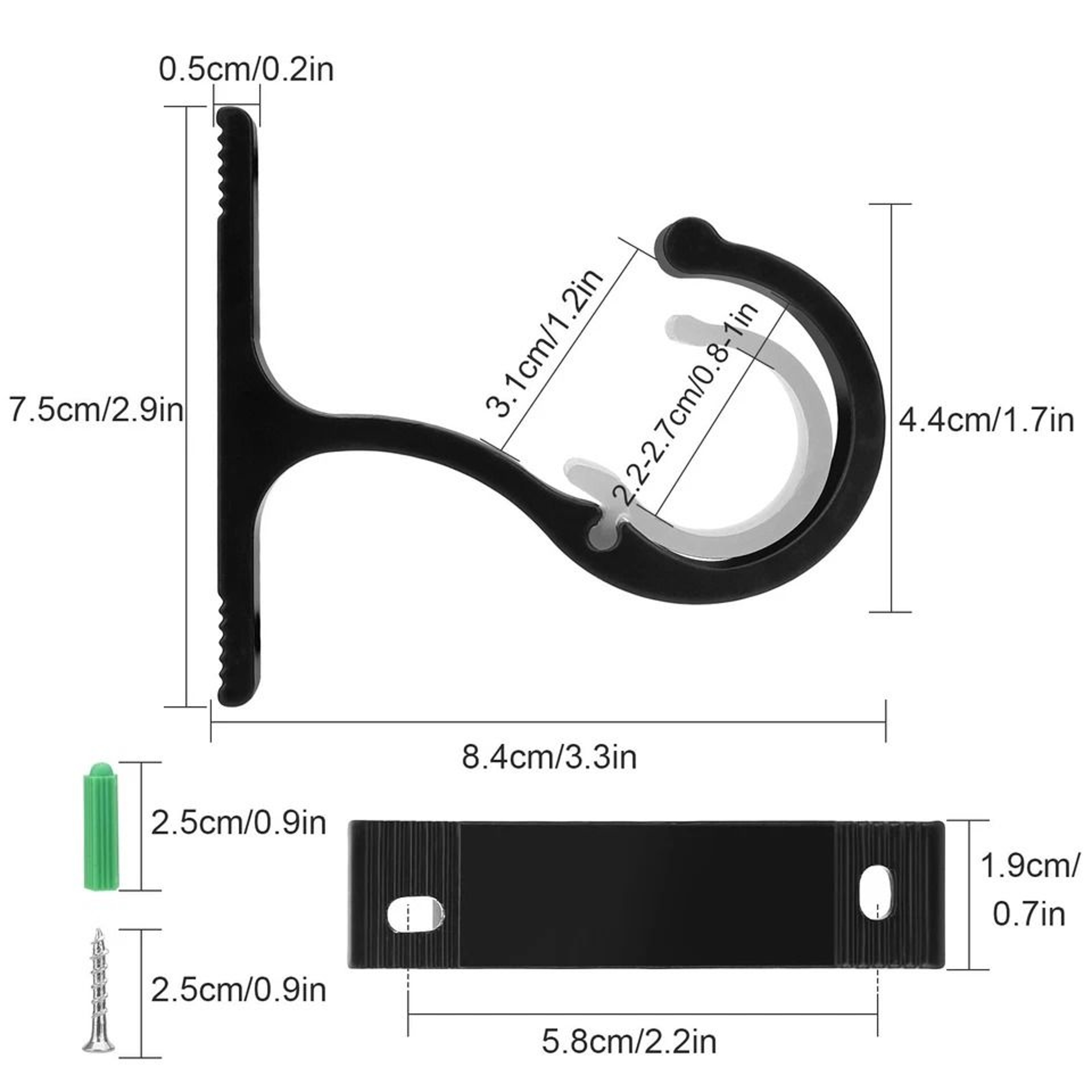 Wall Mount Curtain Rod Holders With Screws Aluminum Bracket 1