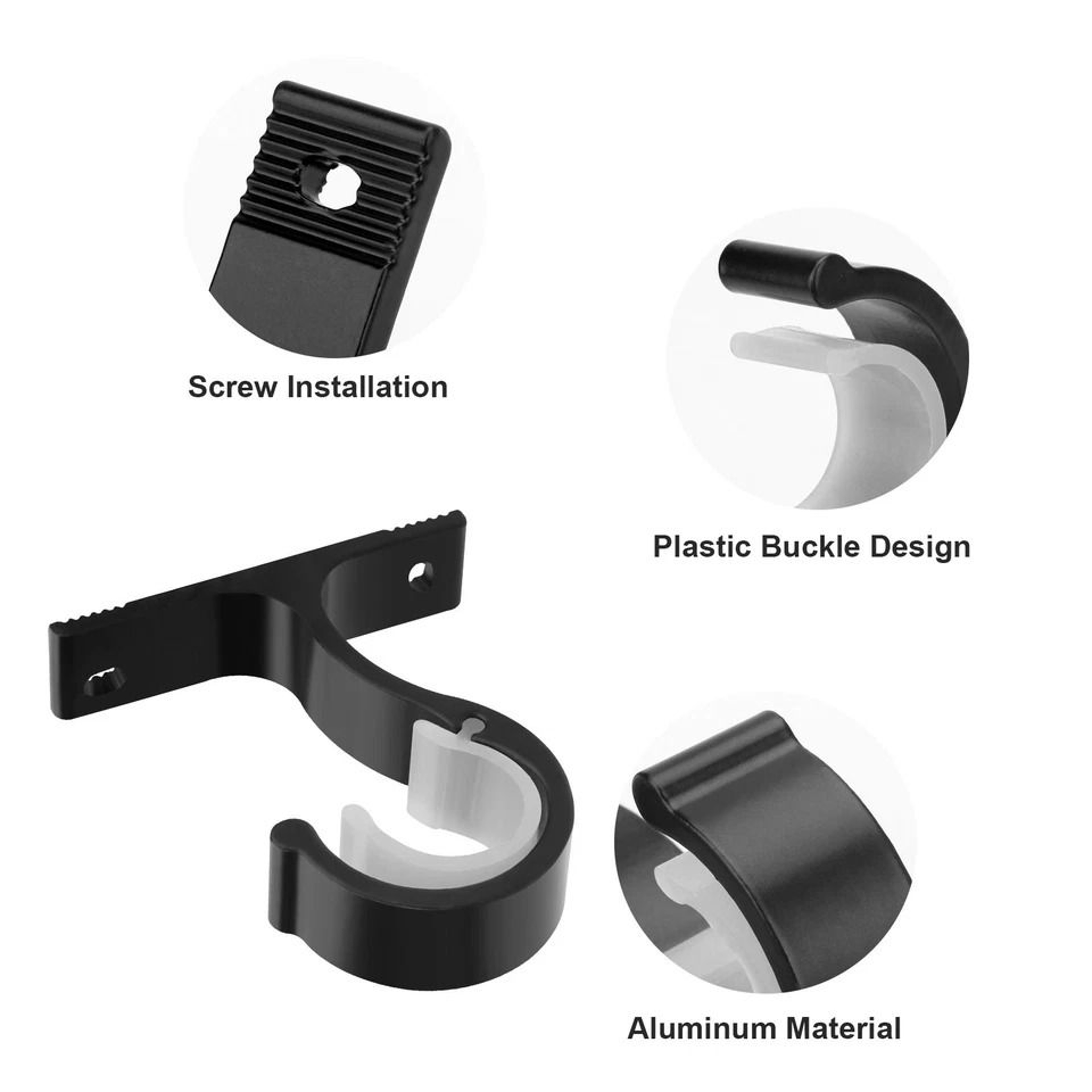 Wall Mount Curtain Rod Holders With Screws Aluminum Bracket 2