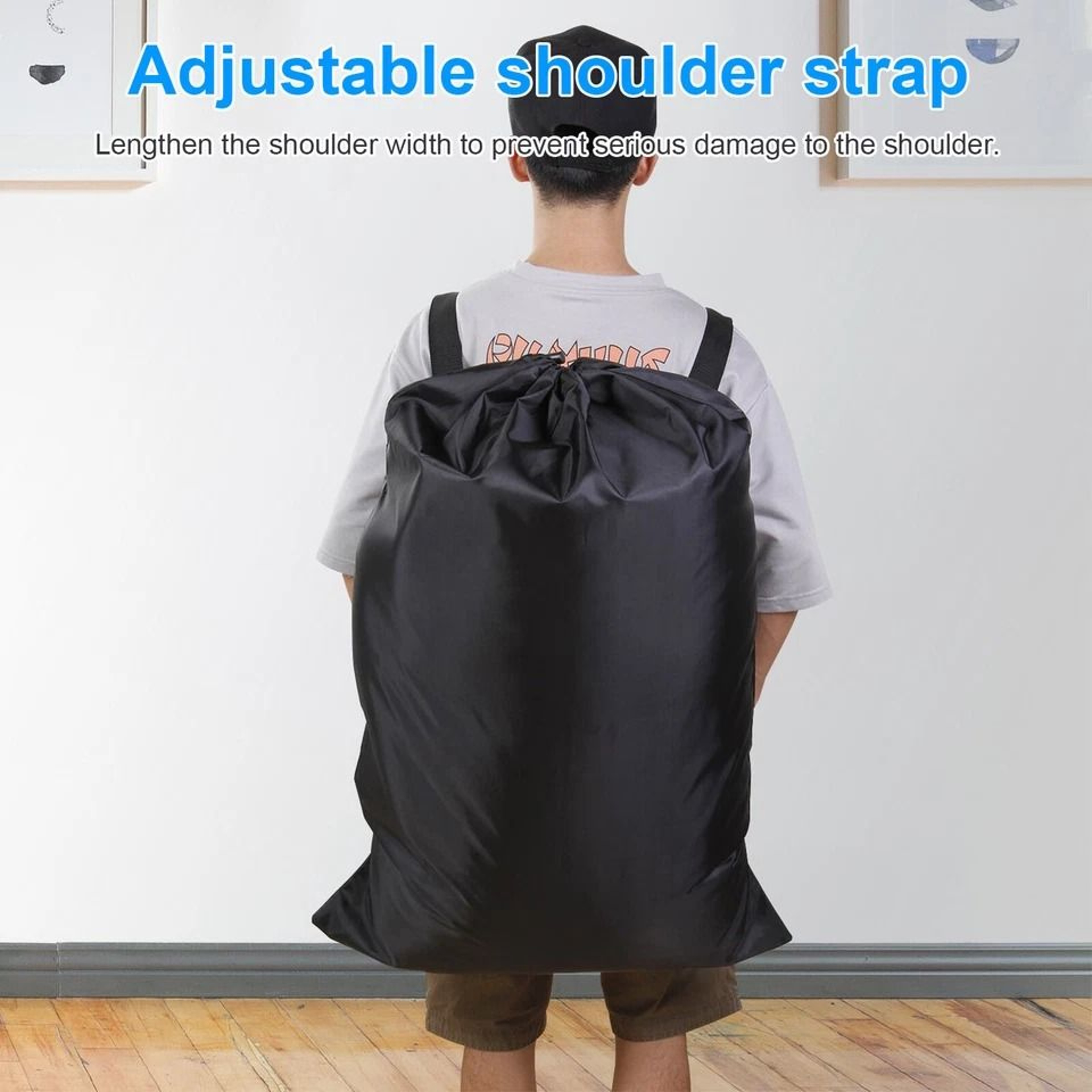 Durable Laundry Backpack With Heavy Duty Drawstring  Adjustable Shoulder Strap Large Capacity Stora 1