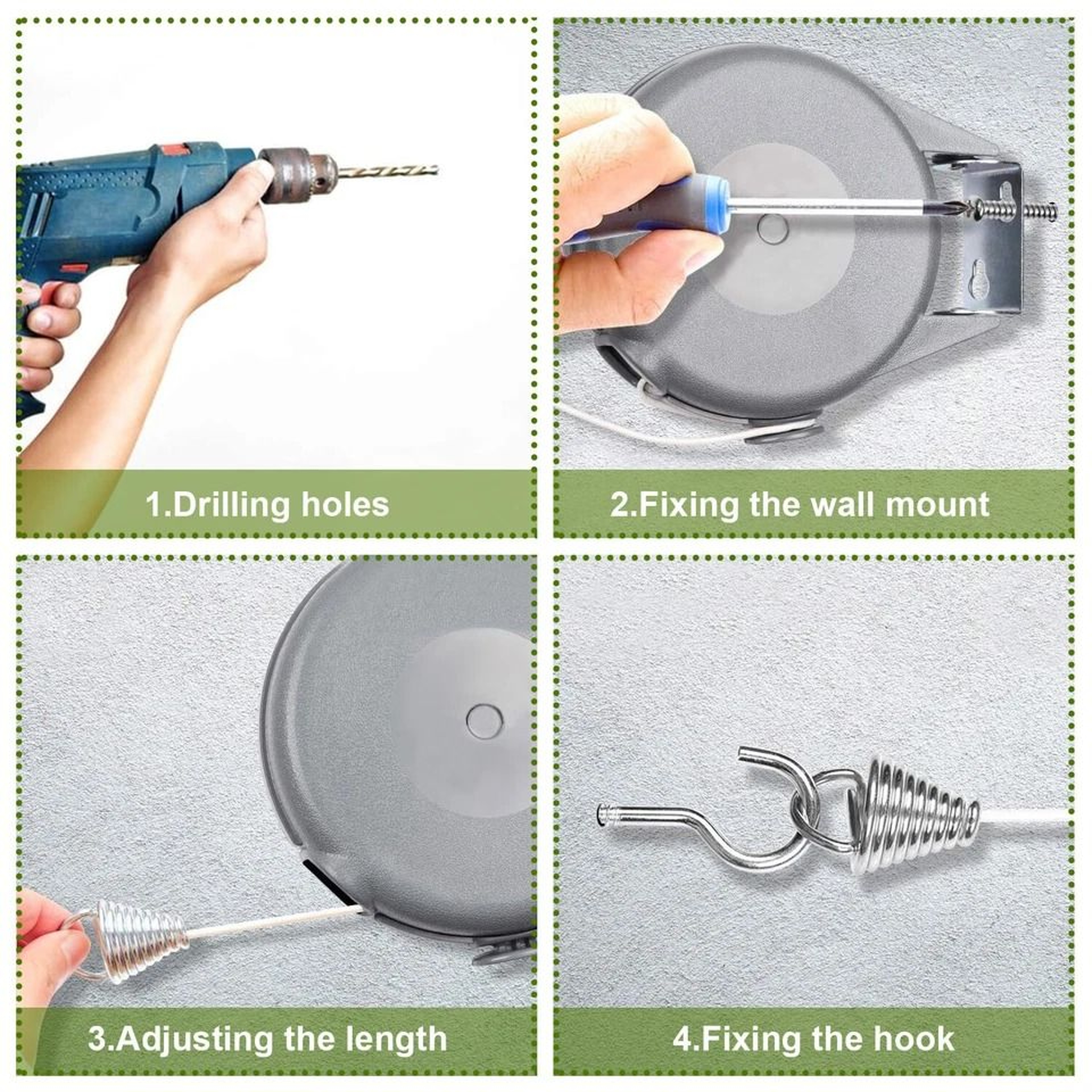 Retractable Clothesline Outdoor Dryer Easy Mount Clothes Washing Line Hanging Rope 4