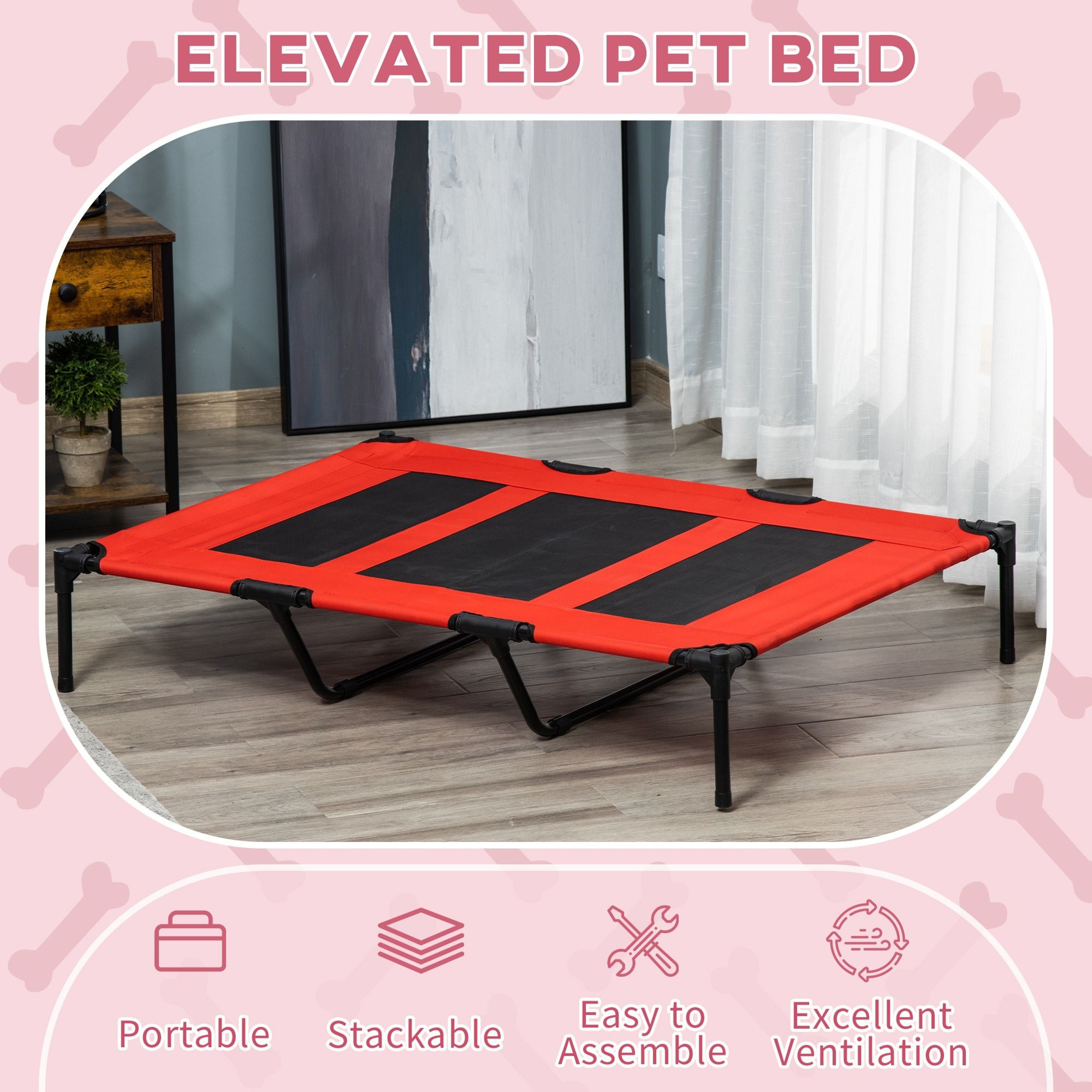 Dog Elevated Raised Bed Comfortable Pet Cot For Large Dogs Oxford Fabric With Fade Resistance 18