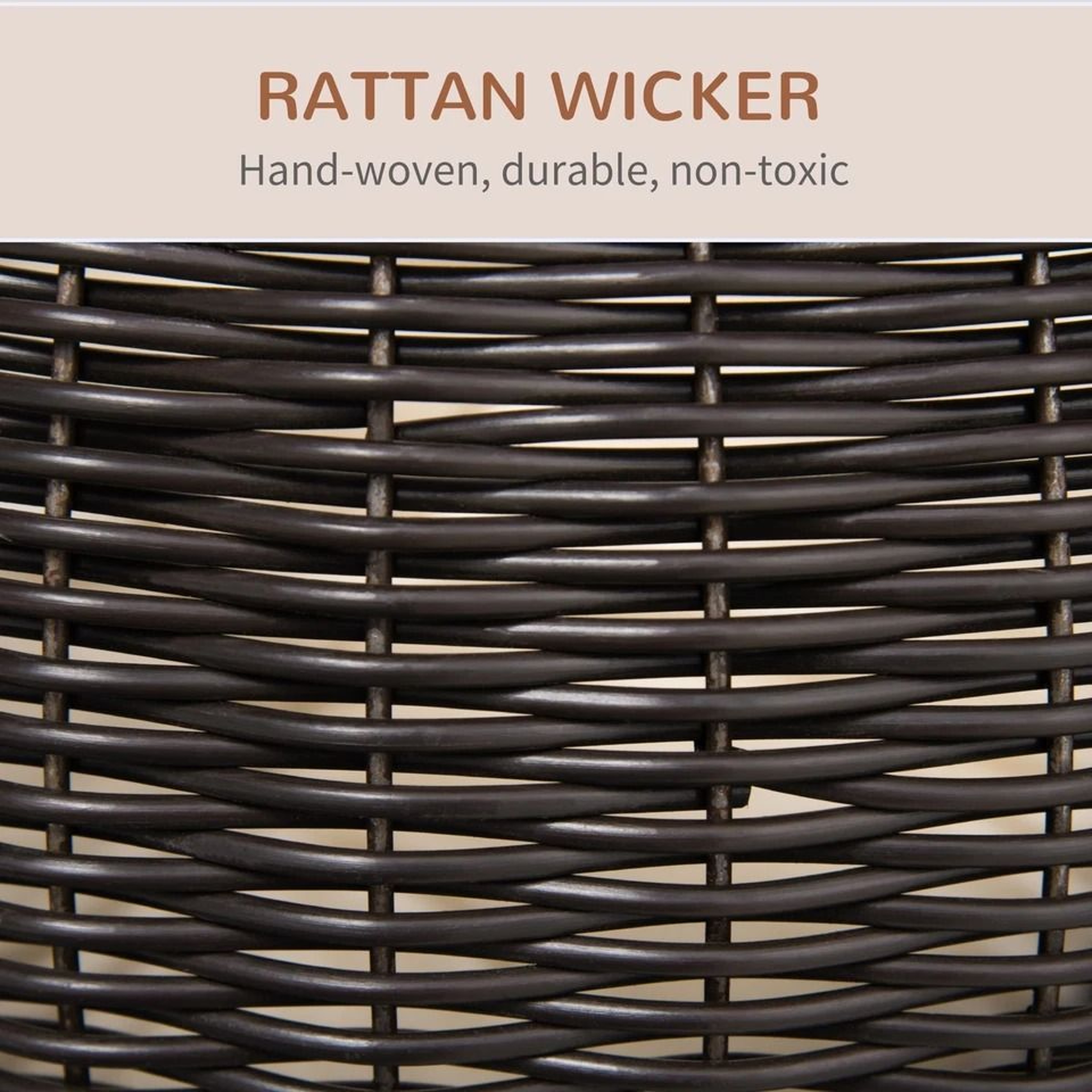 Rattan Wicker Elevated Cat House With Cushion Cozy Kitty Scratch House For Indoor Cats 5
