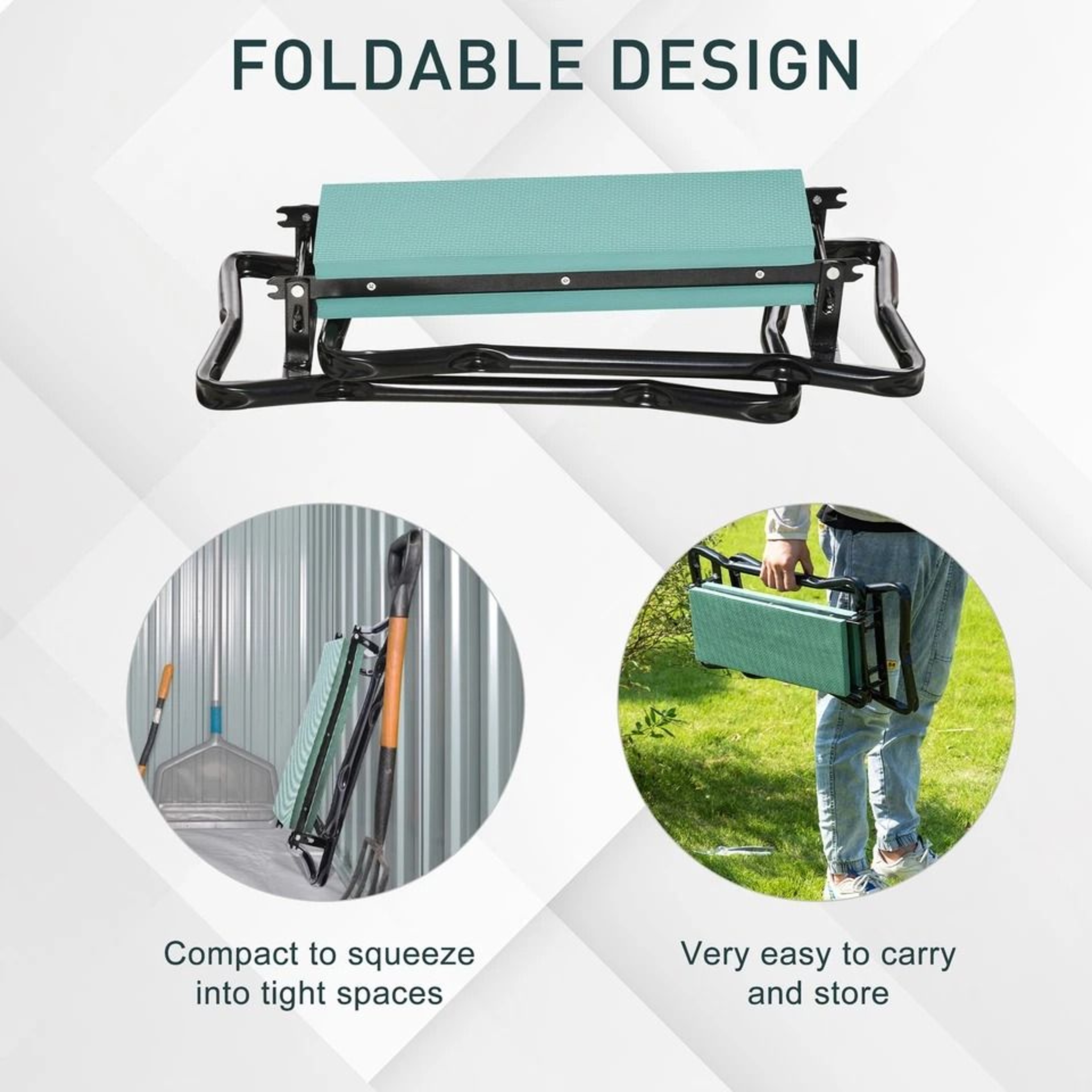 Folding Garden Kneeler  Seat Comfortable Kneeling Pad With Cushion Ergonomic Design For Gardening A 3