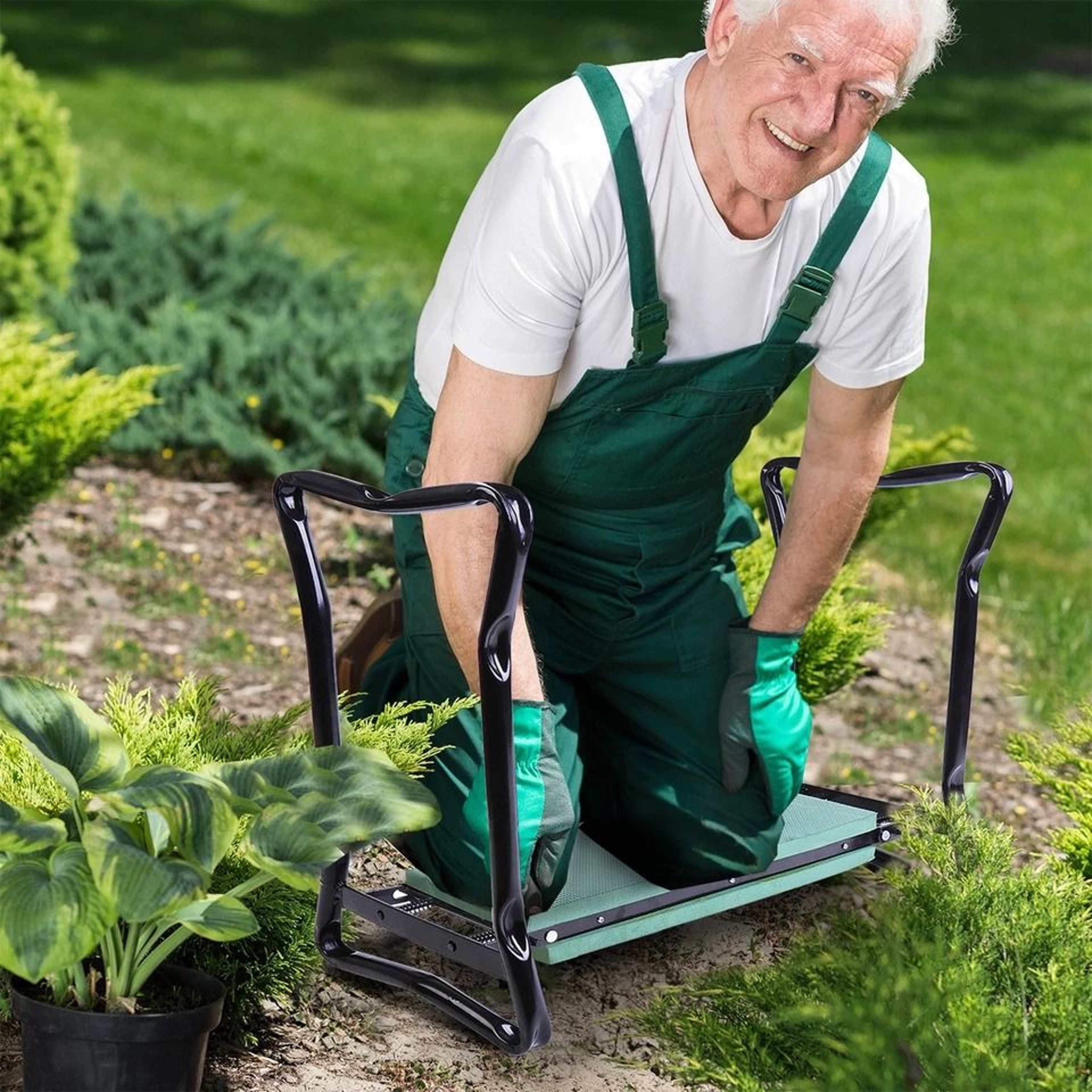Folding Garden Kneeler  Seat Comfortable Kneeling Pad With Cushion Ergonomic Design For Gardening A 4