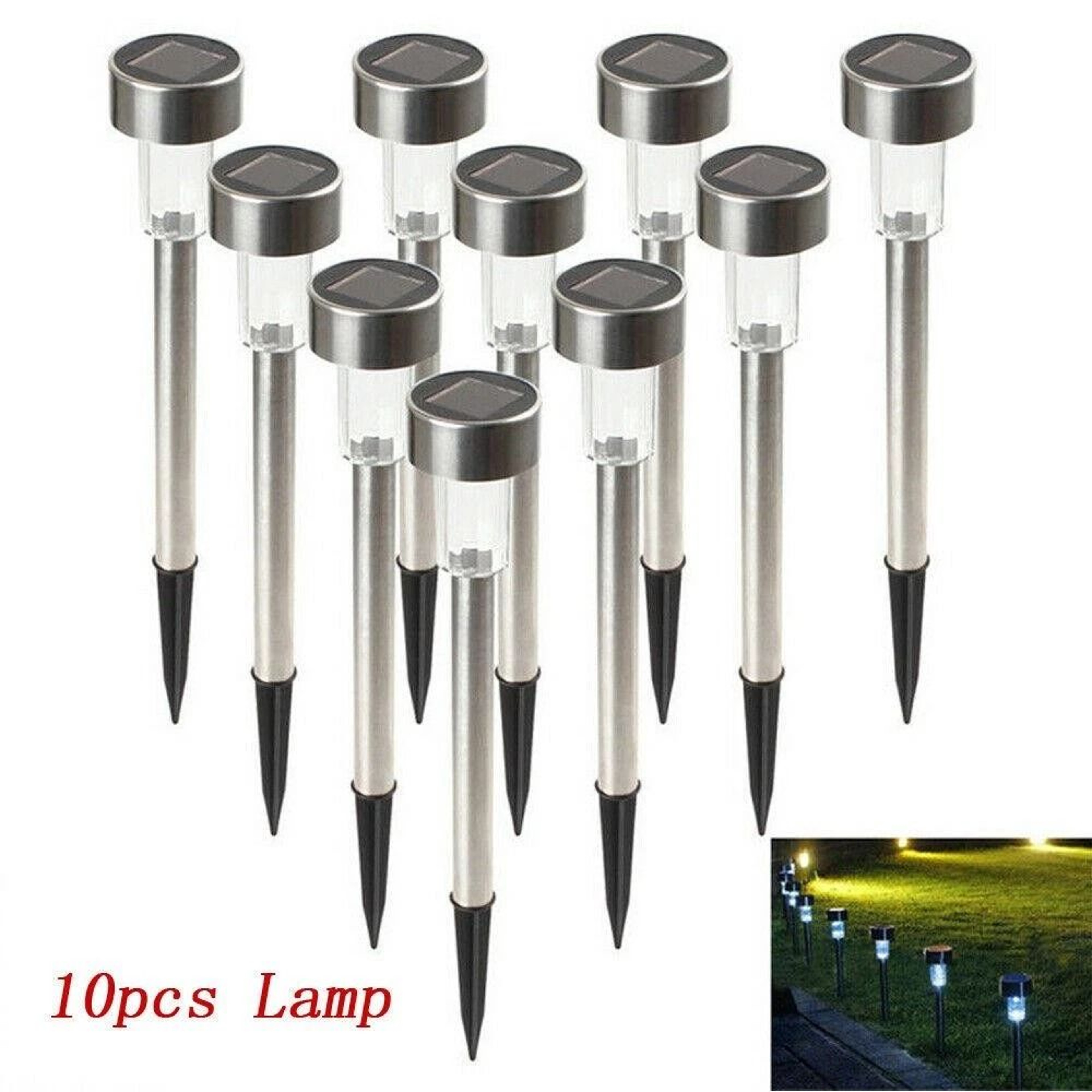 Stainless Steel Solar LED Garden Pathway Lights EcoFriendly Outdoor Lighting For Walkway  Landscape 7