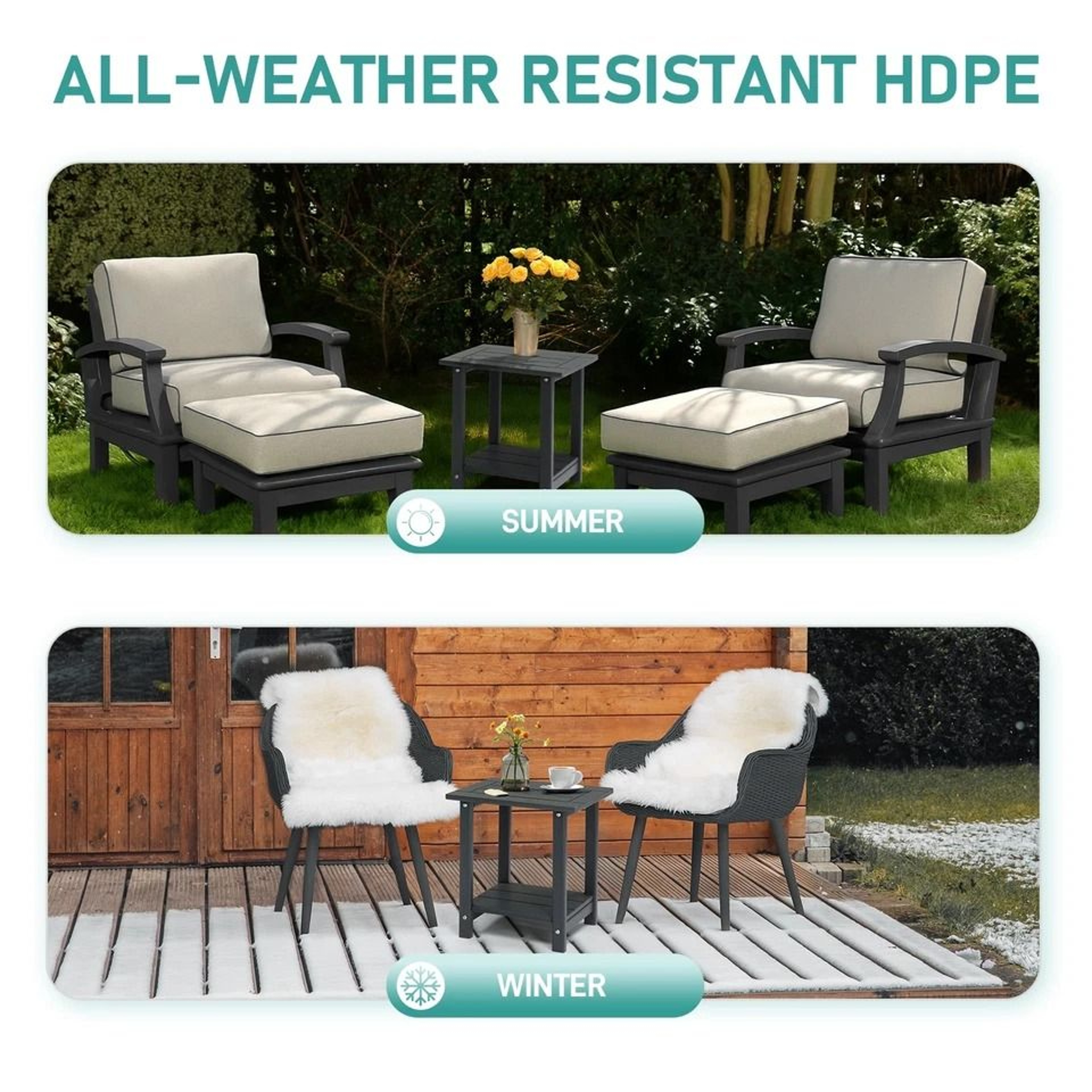 WeatherResistant HDPE Side Table For Outdoor  Indoor Use Stylish  Durable 4