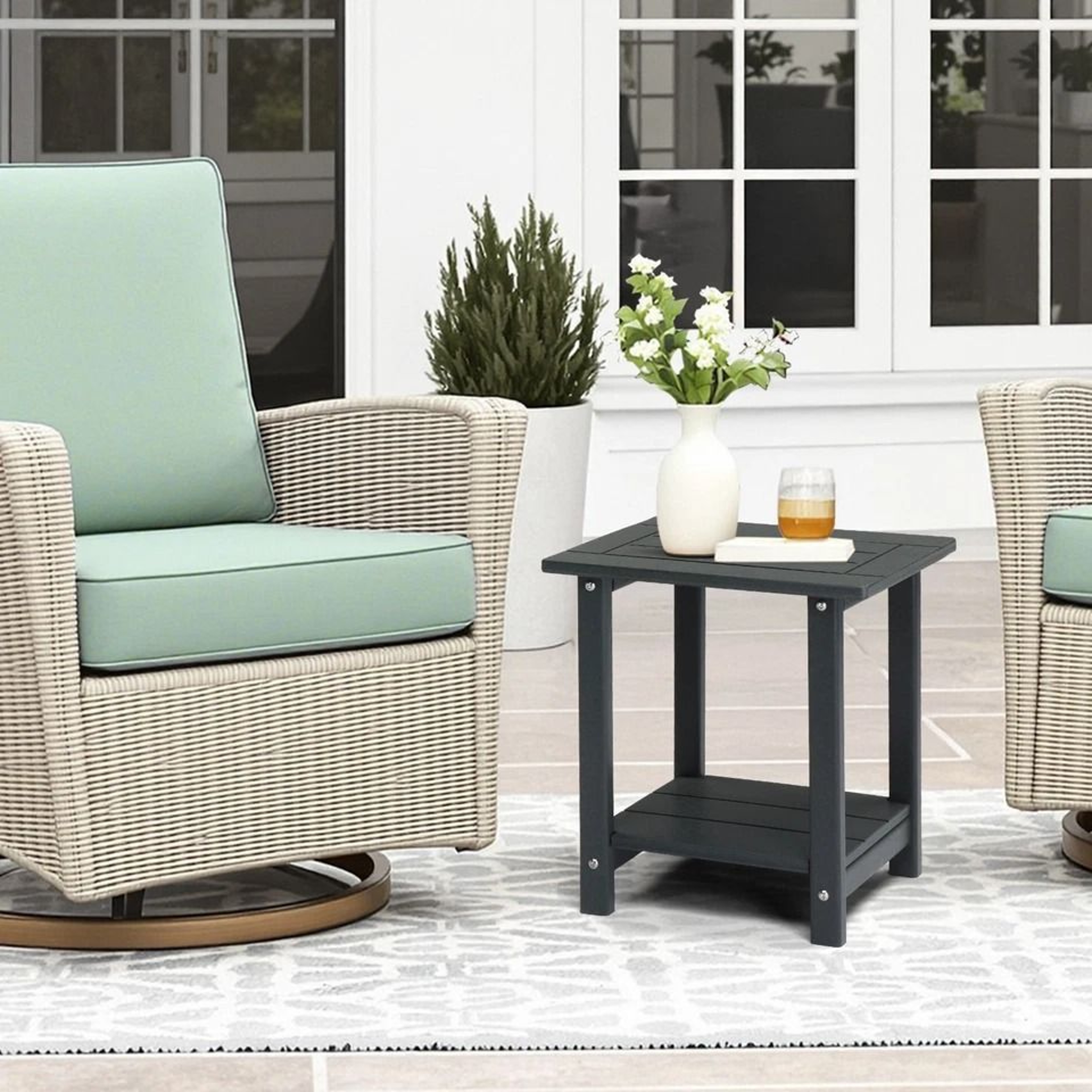 WeatherResistant HDPE Side Table For Outdoor  Indoor Use Stylish  Durable 6