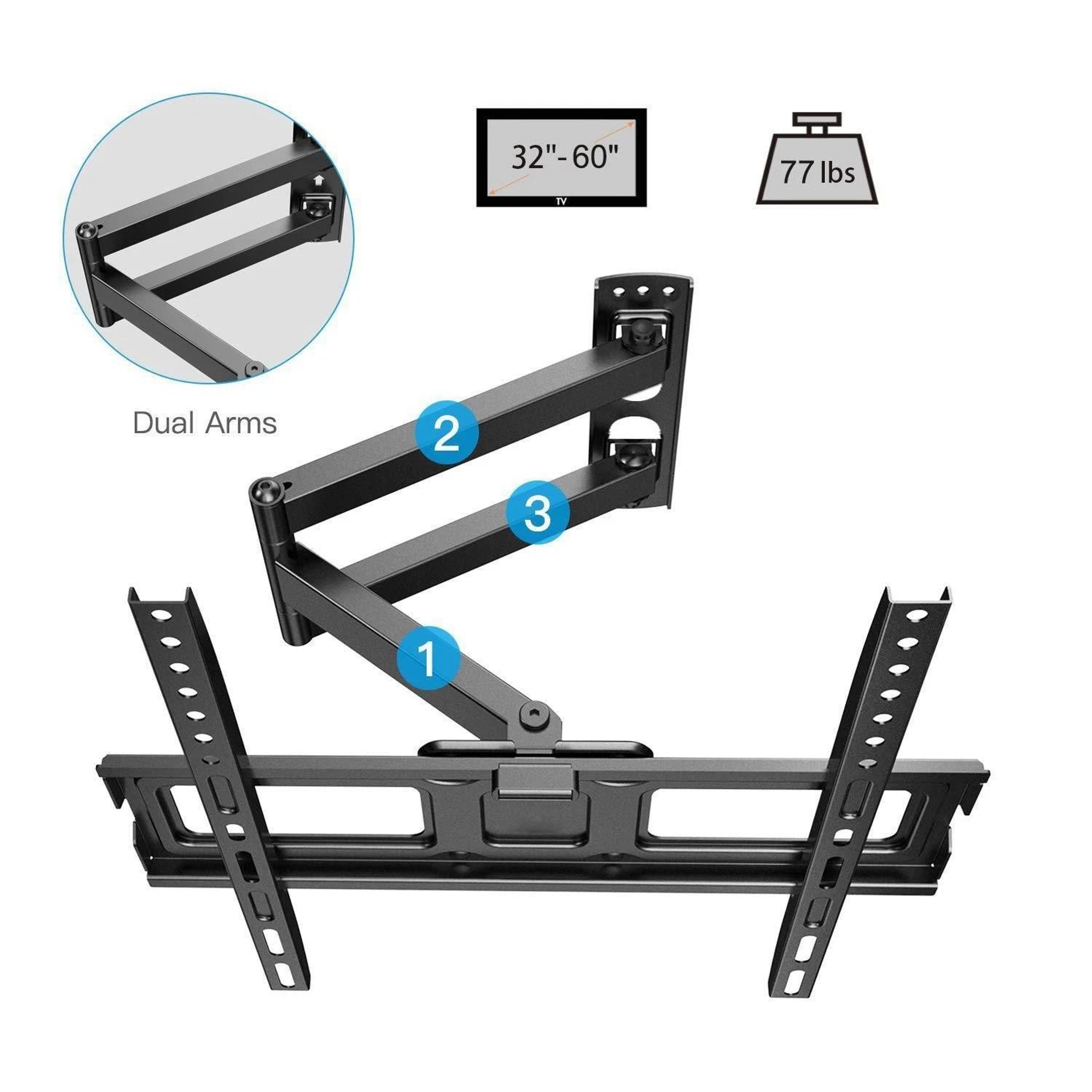 FullMotion TV Wall Mount For LED LCD OLED Swivel Tilt Adjustable Bracket 8