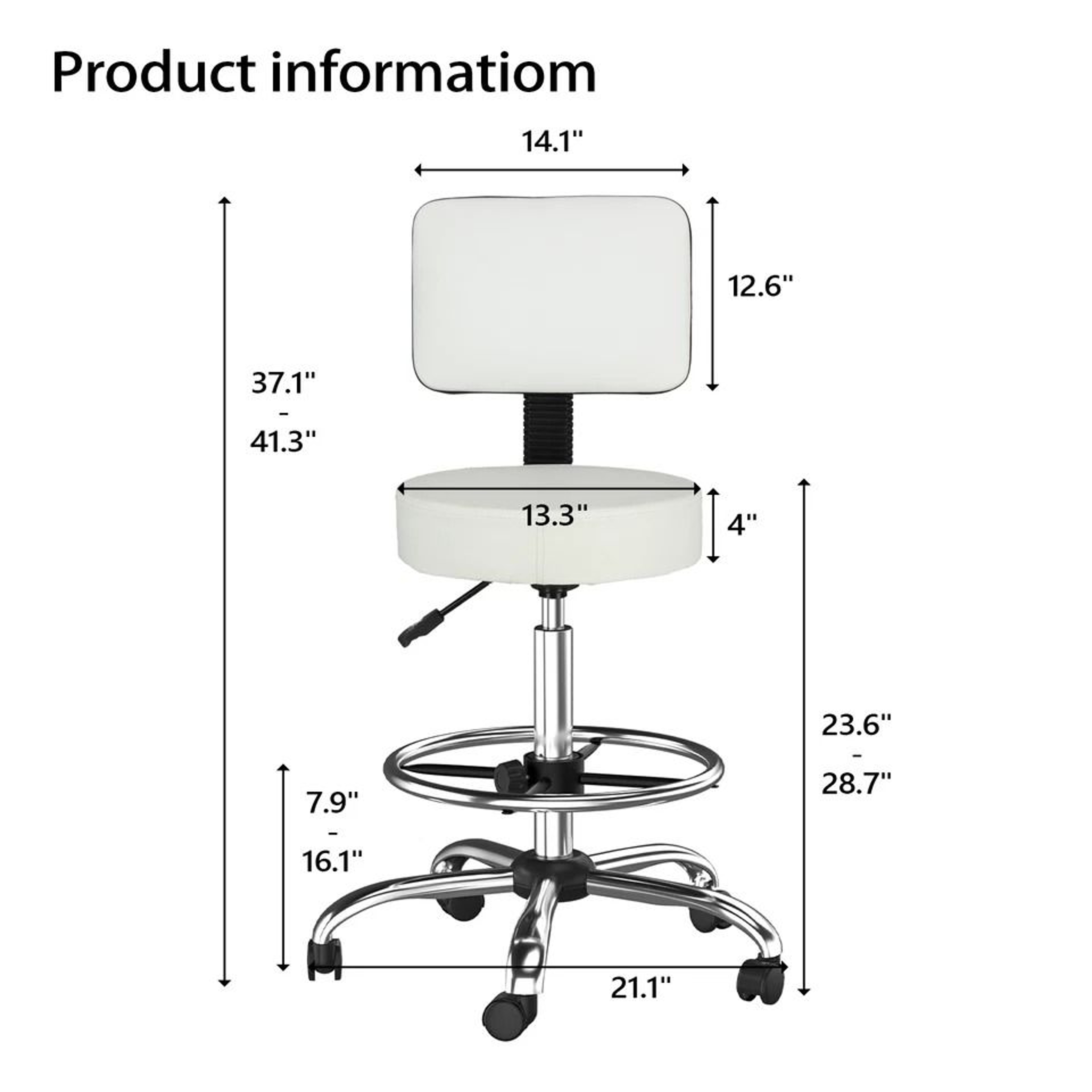 Adjustable Hydraulic Garage Stool With Swivel Rolling Salon  Tattoo Chair 2