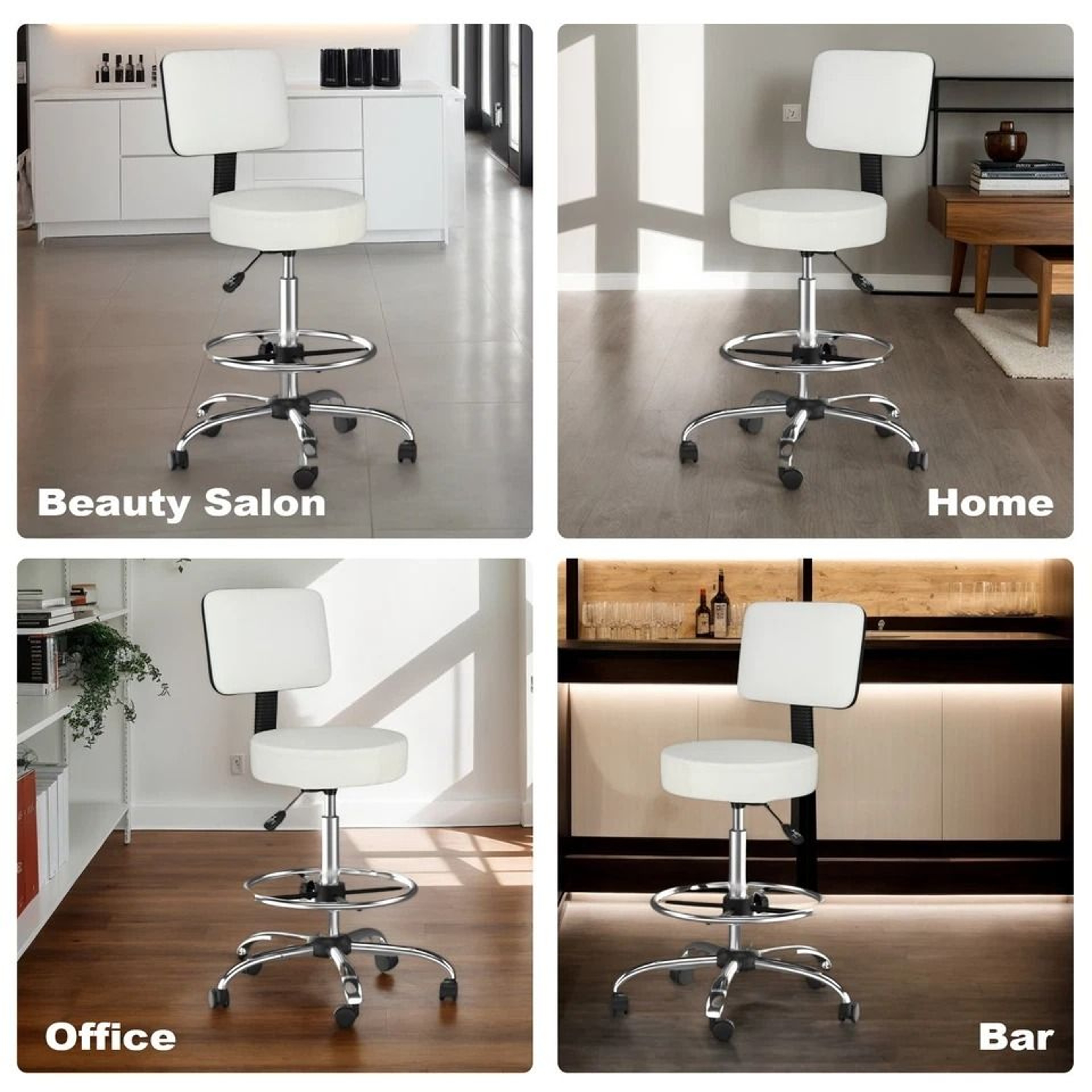 Adjustable Hydraulic Garage Stool With Swivel Rolling Salon  Tattoo Chair 7