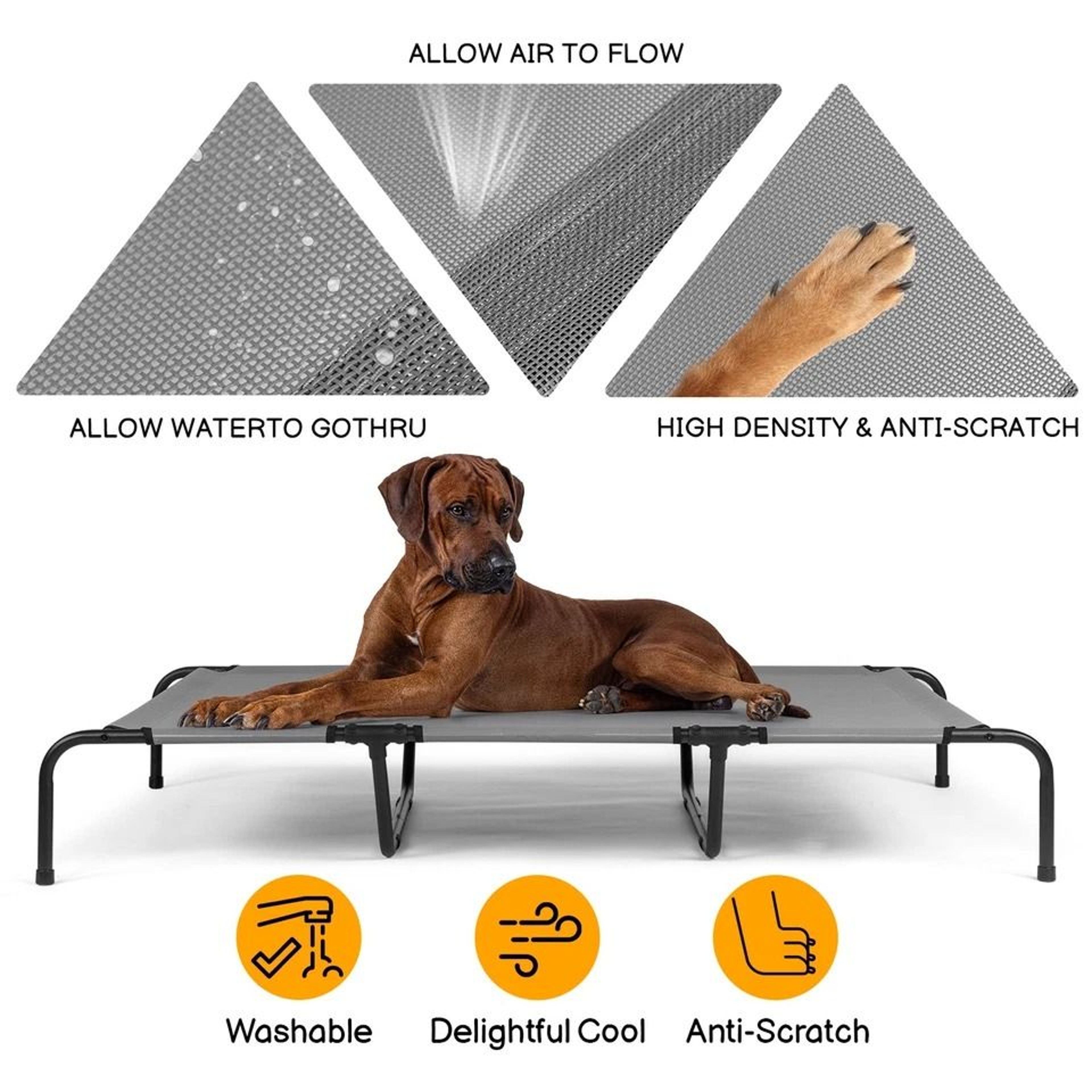 Elevated Dog Bed Durable Raised Pet Cot For Indoor  Outdoor Use 4