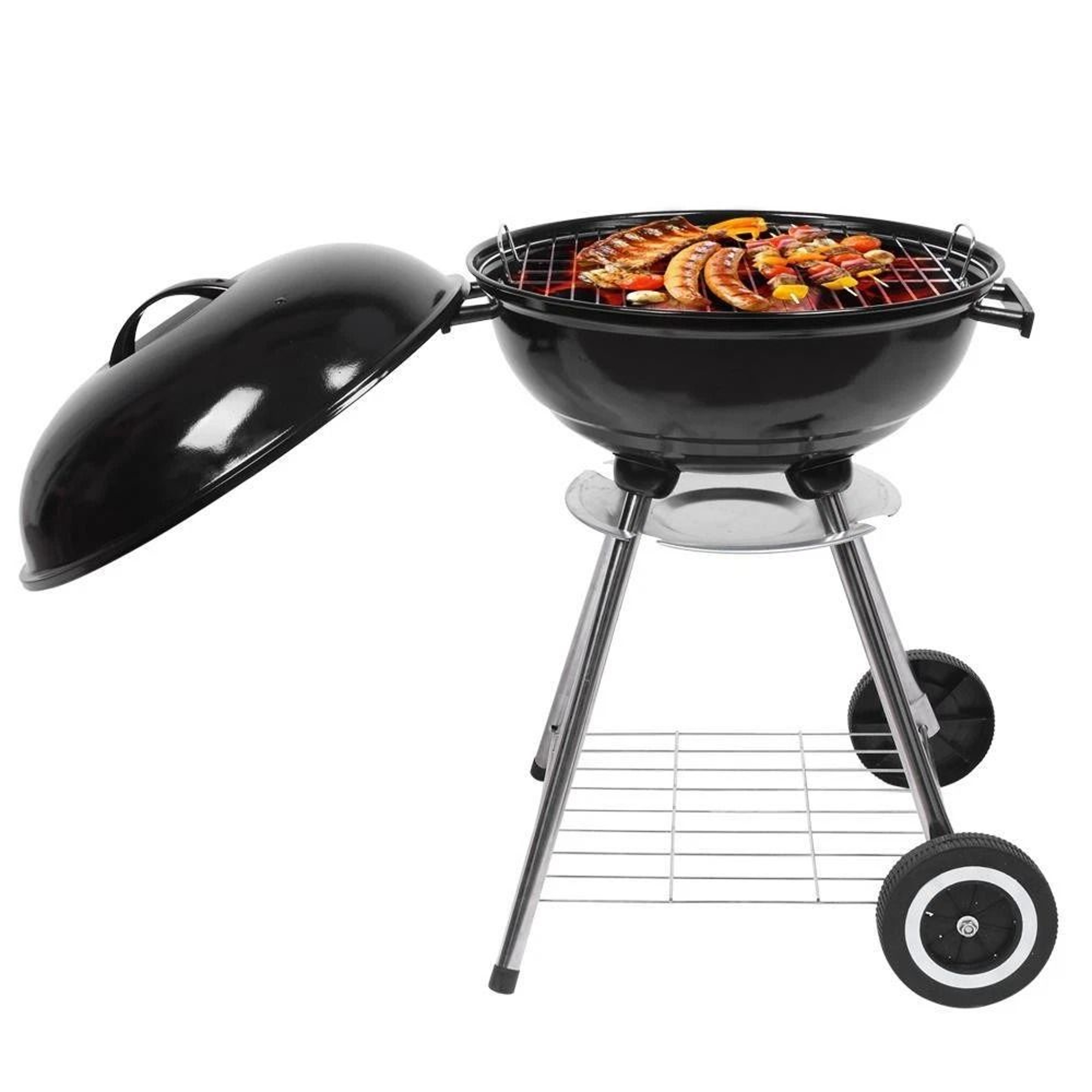Portable Charcoal Grill With Trolley For Outdoor Barbecue Compact Charcoal Stove 0
