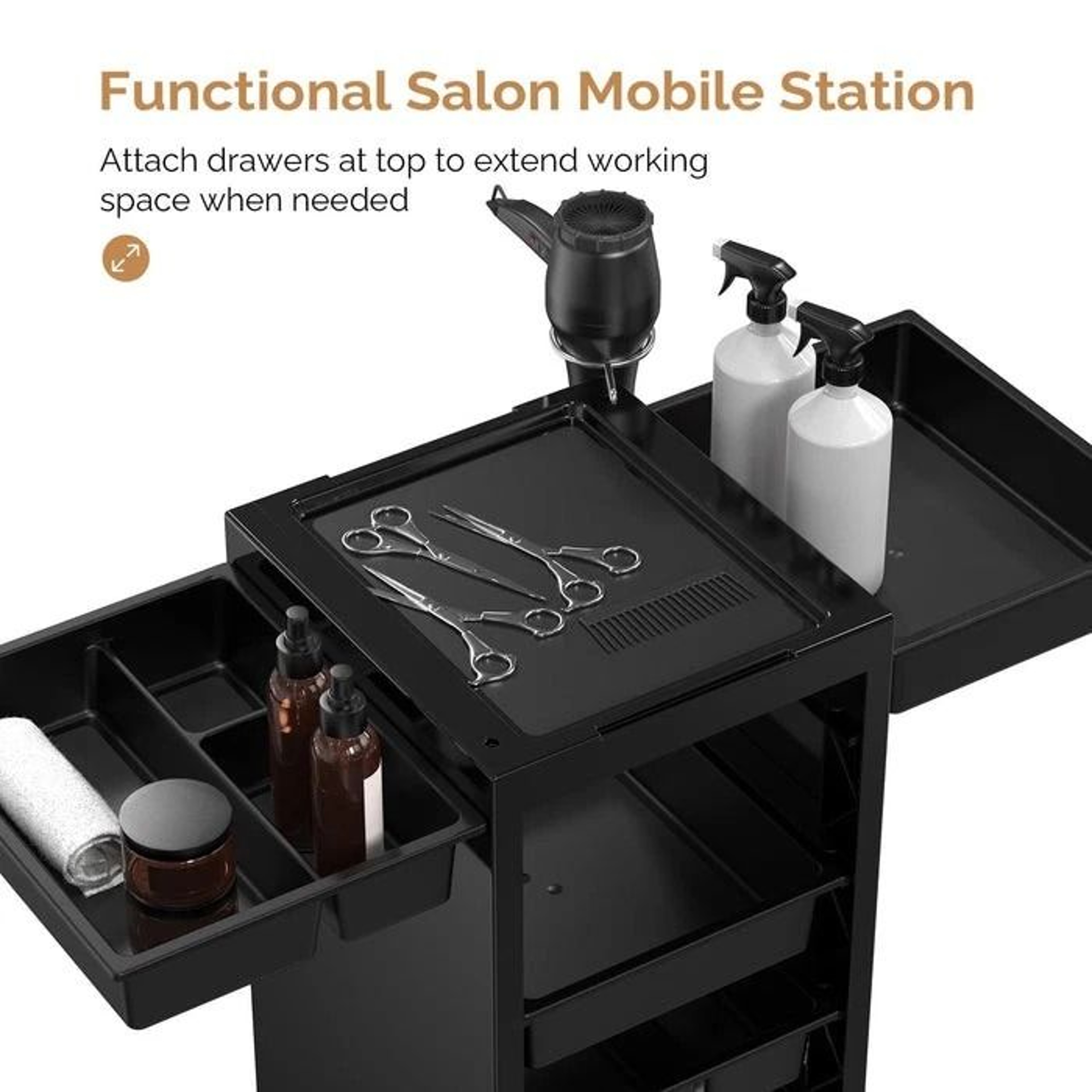 Rolling Salon Trolley Storage Cart With Drawers For Beauty Salon SPA Tattoo And Barber 6