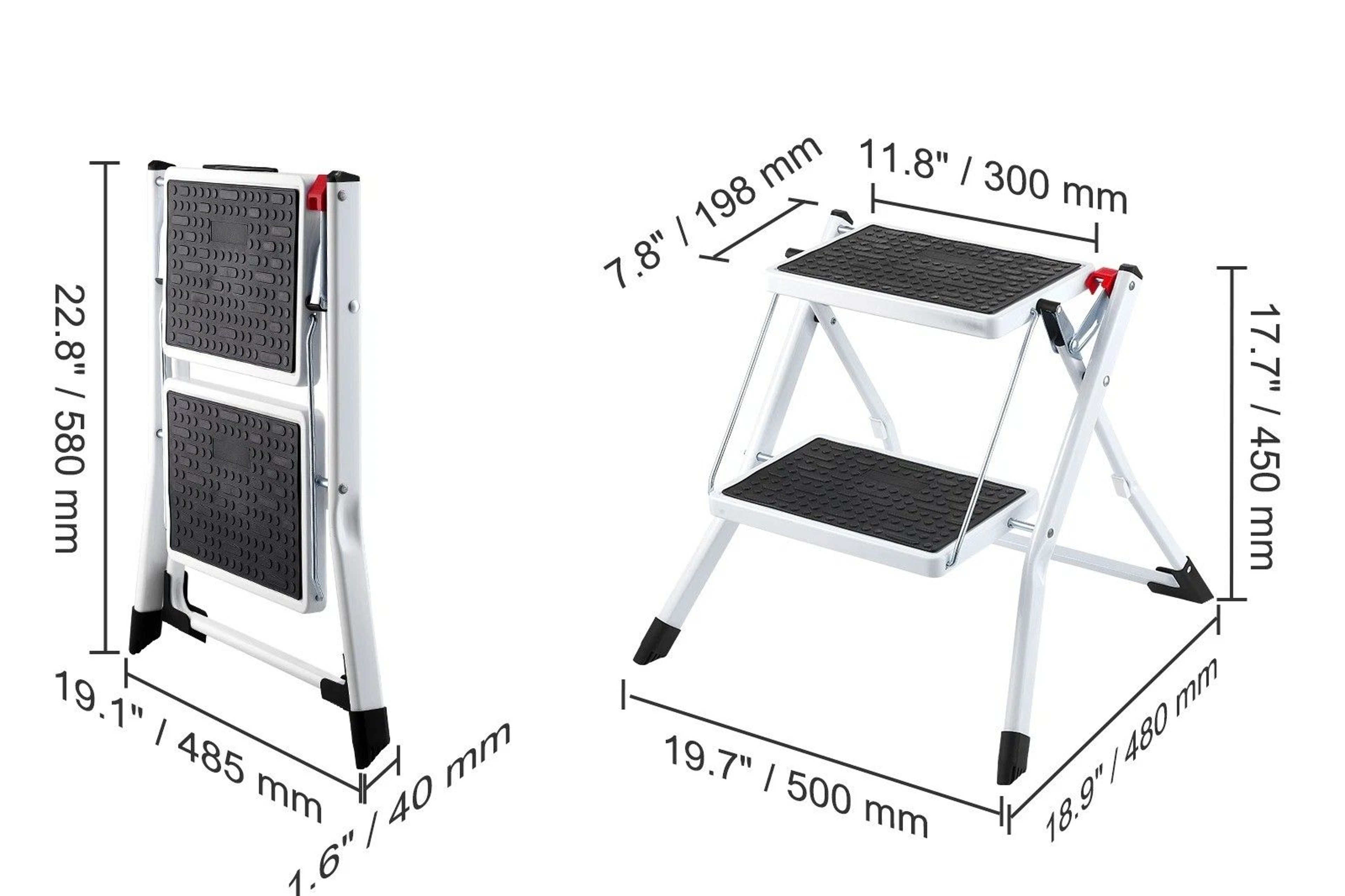 Foldable Step Stool Ladder Adjustable Height Max Load Easy Storage  Stability 7